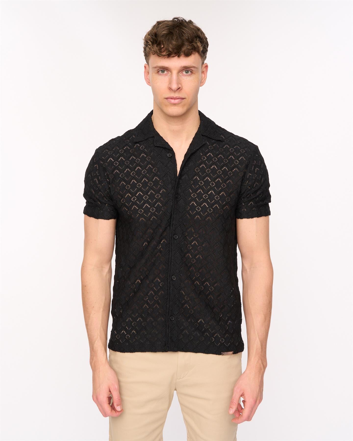 Mens Foxborough Knit Shirt Black