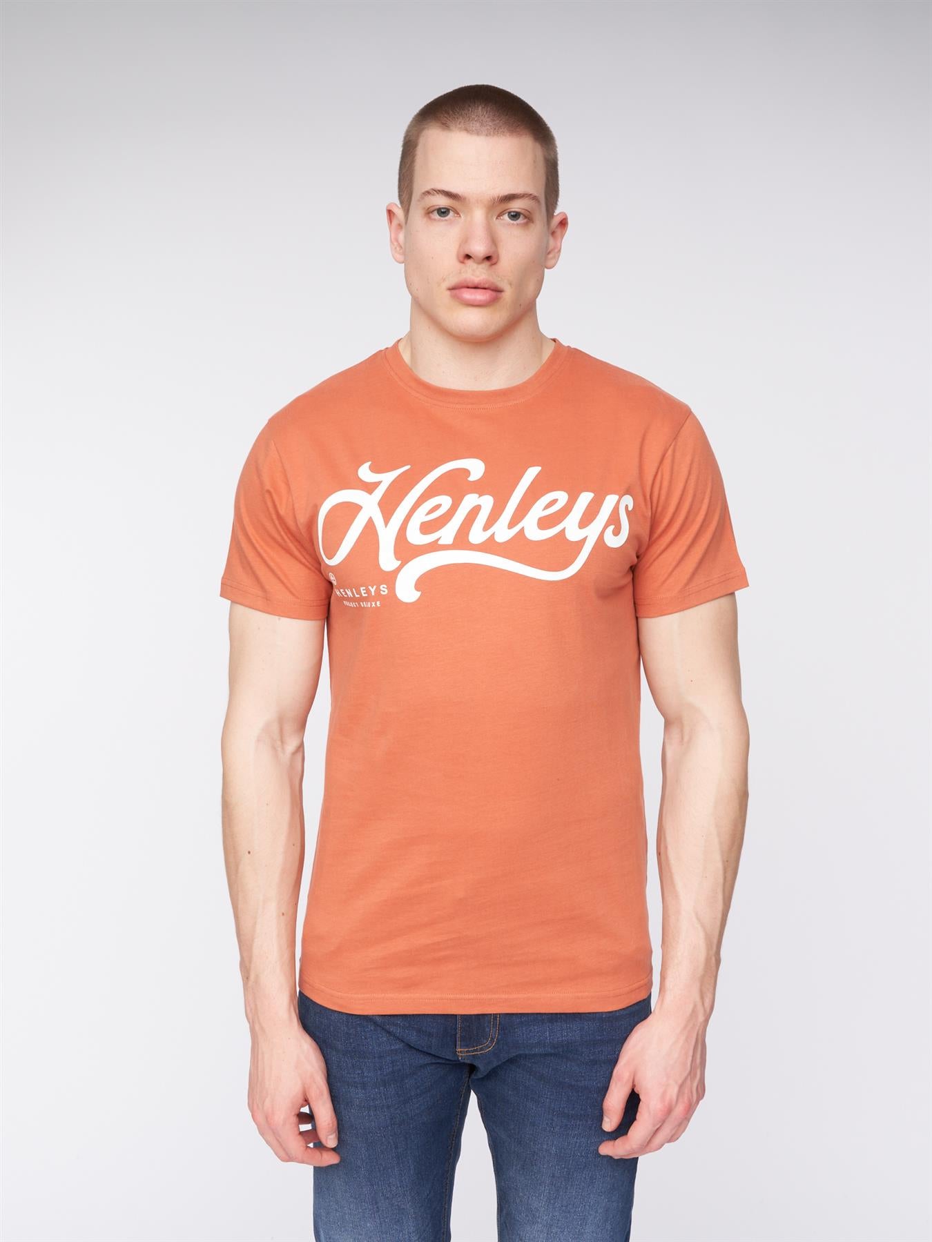 Mens Scripthen T-Shirt Brick Red