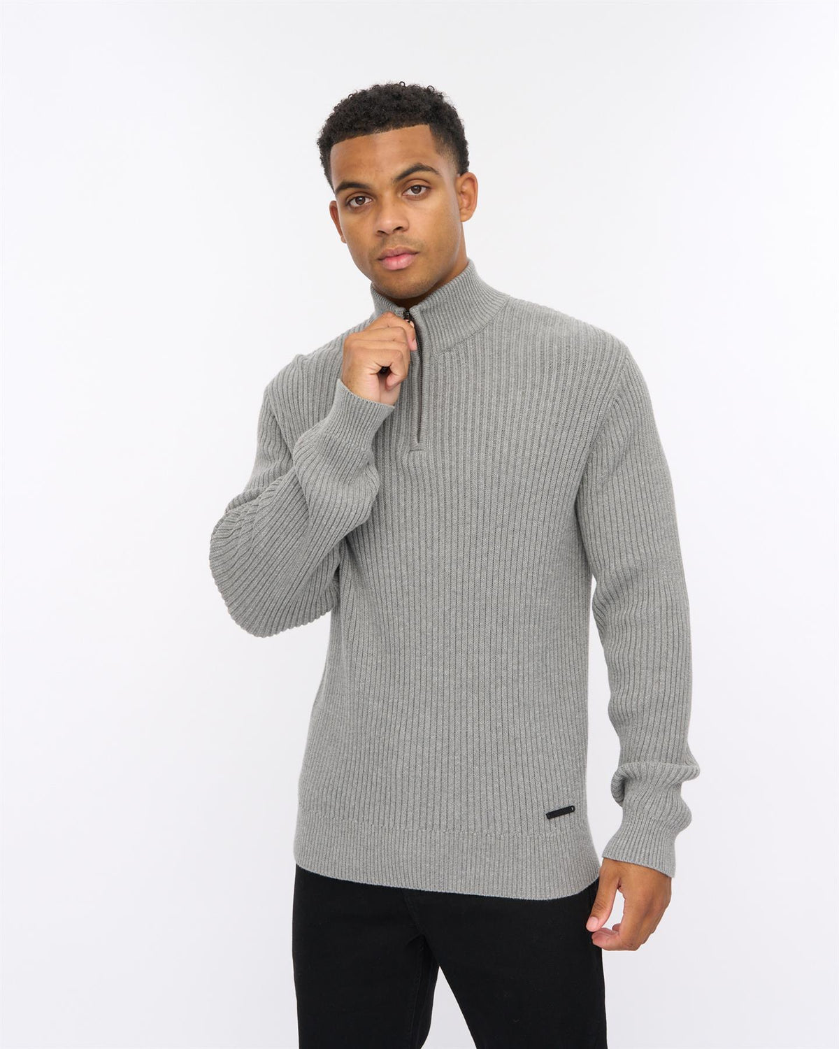 Mens Havaline 1/4 Zip Knit Grey Marl