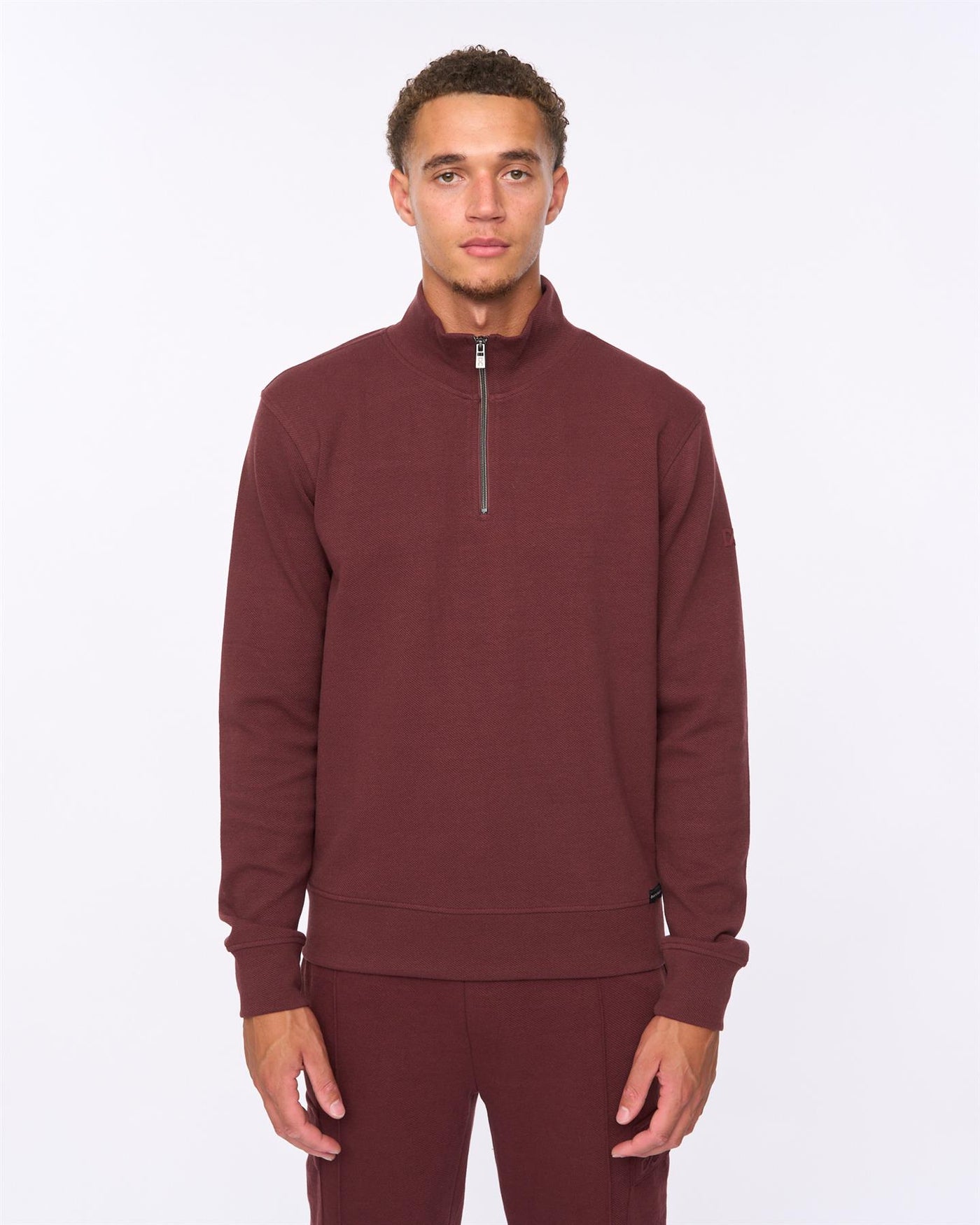 Mens Slellmoore 1/4 Zip Hoodie & Optimus Combat Joggers Set Wine