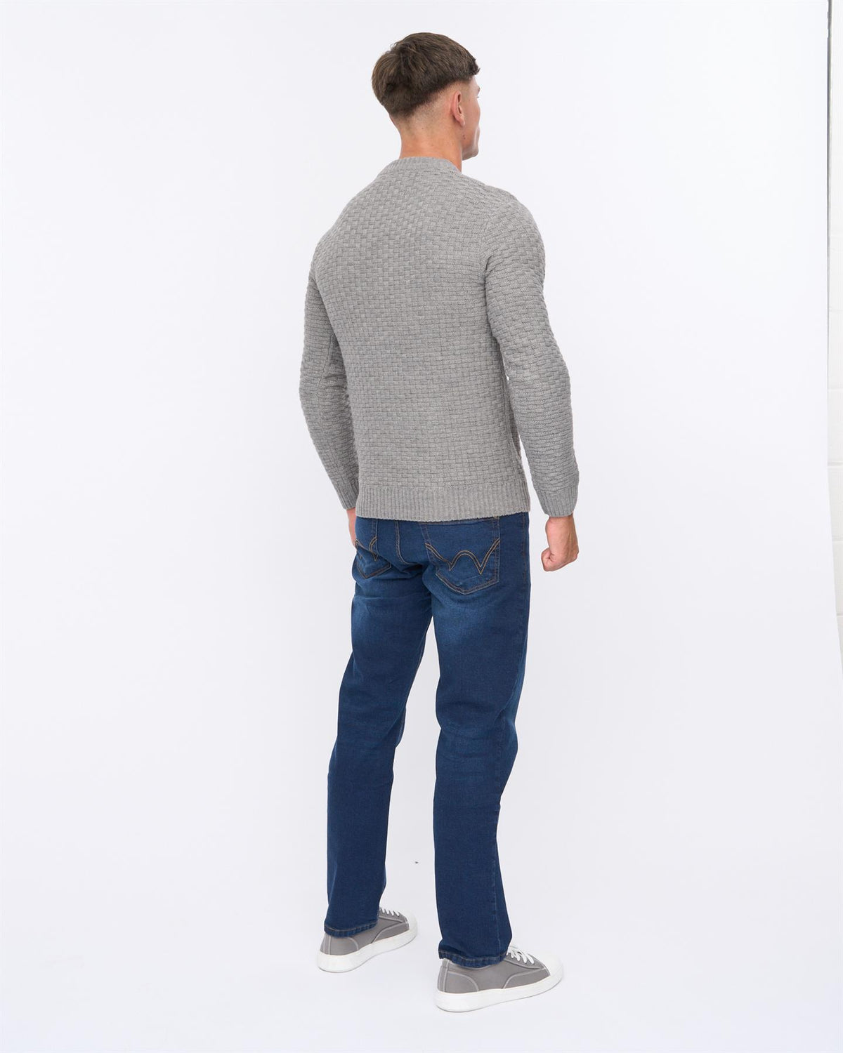 Mens Matera Textured Knit Grey Marl