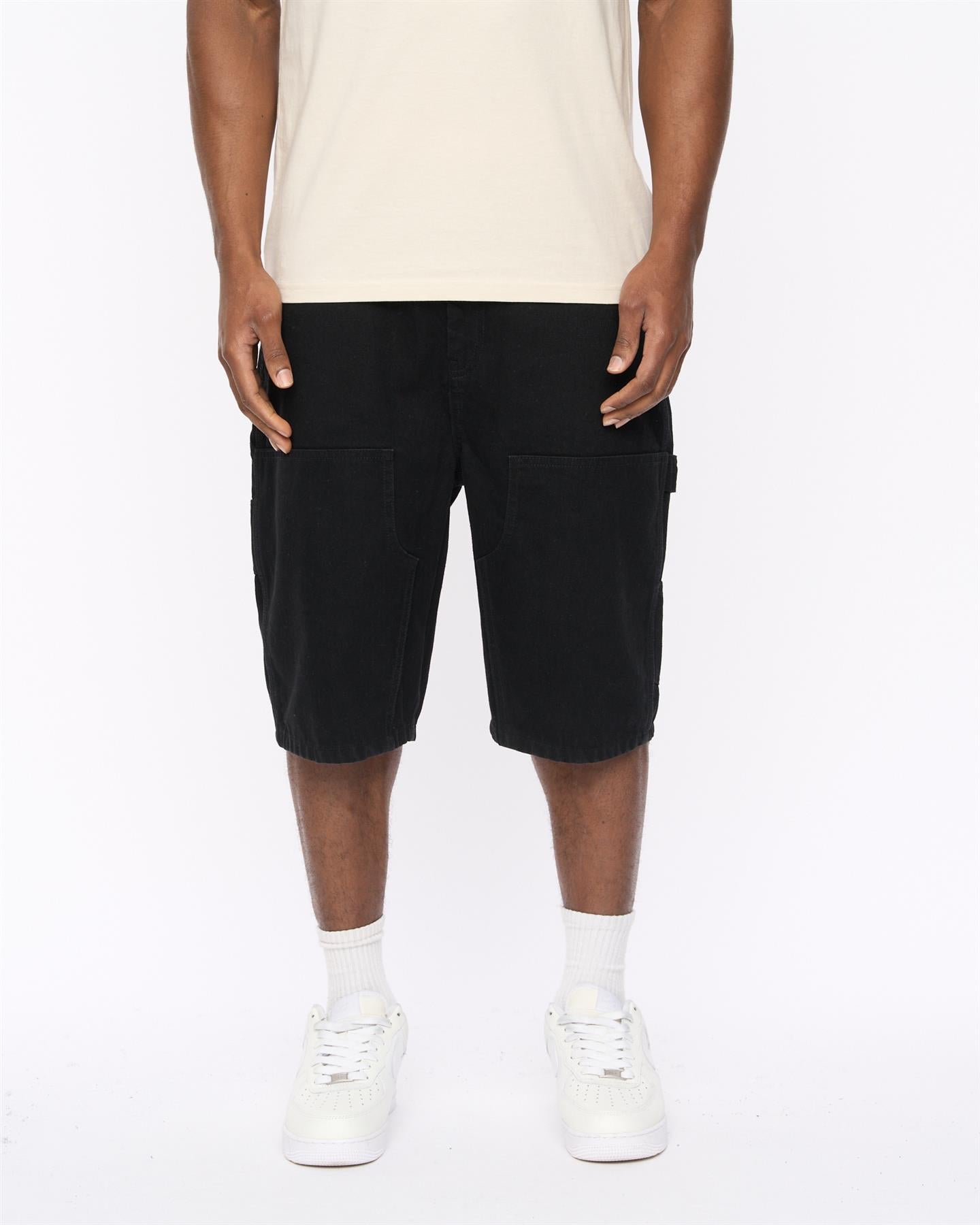 Mens Teleman Denim Shorts Black