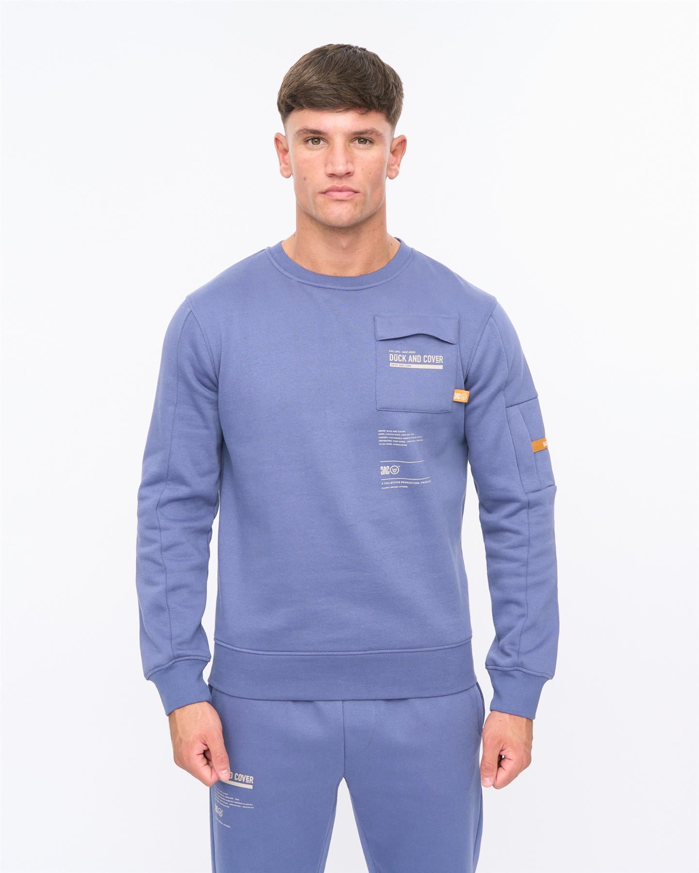 Mens Applewood Crew Sweat Denim Blue