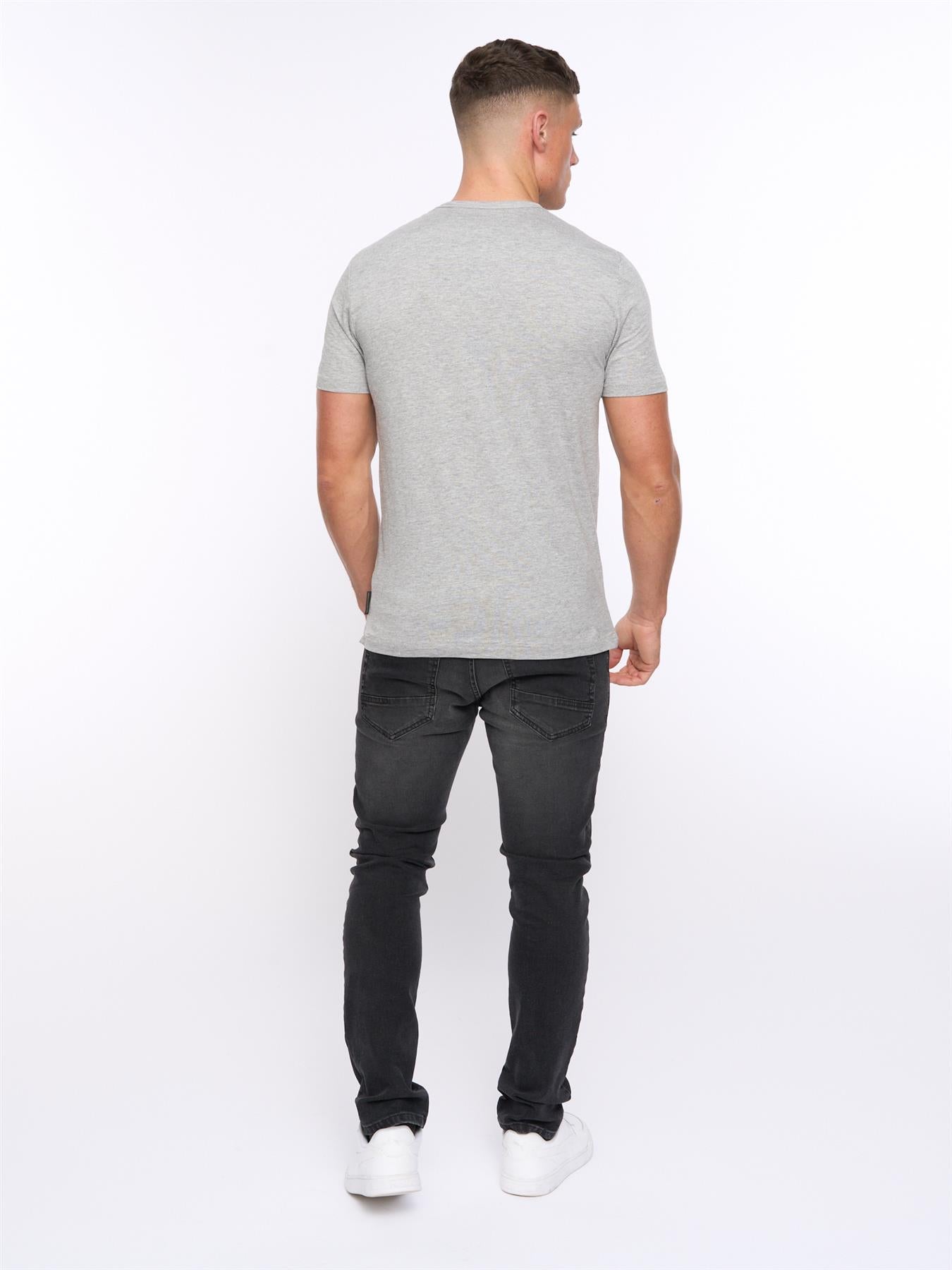 Mens French Connection Double T-Shirt Light Grey Melange/Marine