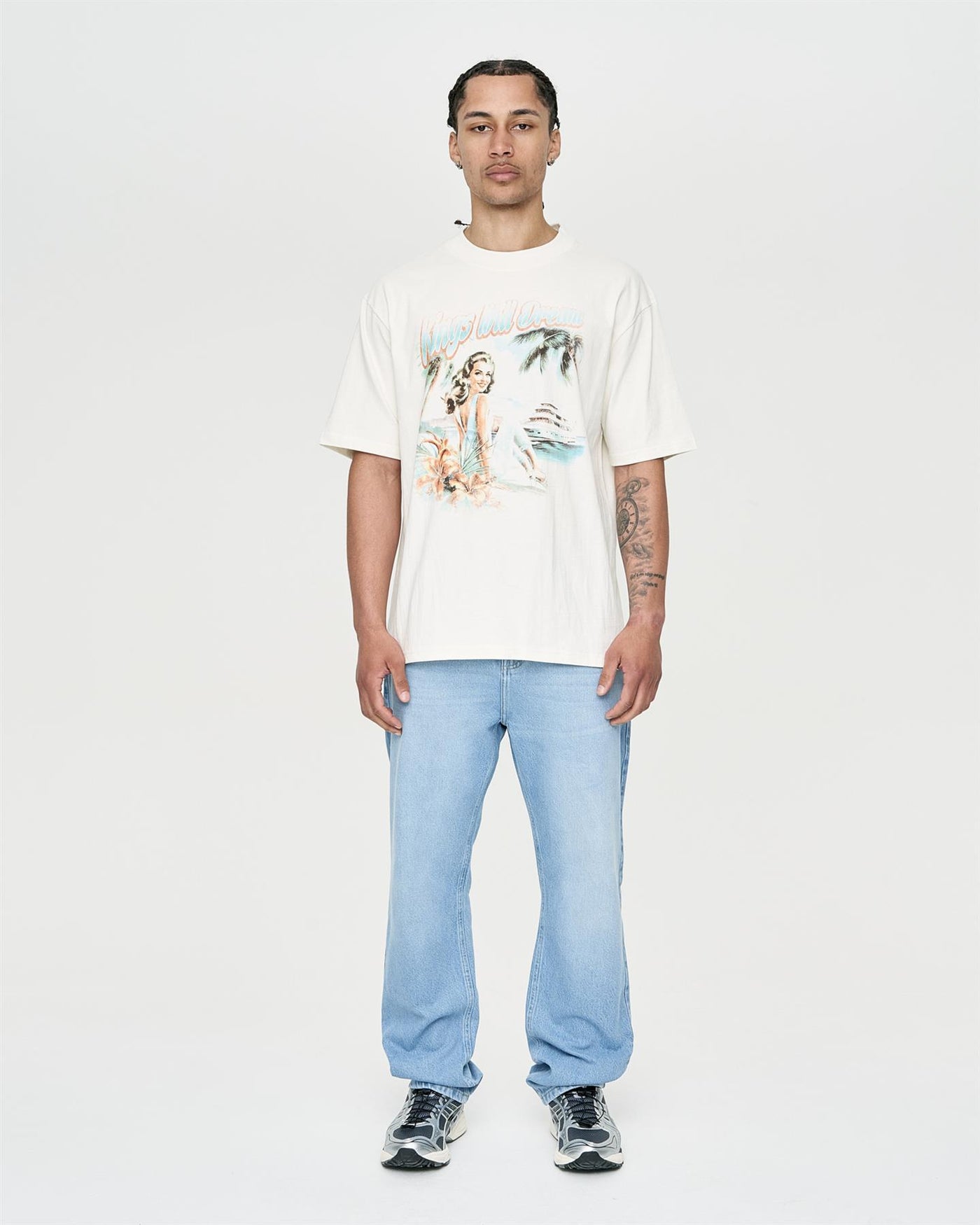 Mens Studio Dee Baggy Jeans Light Wash