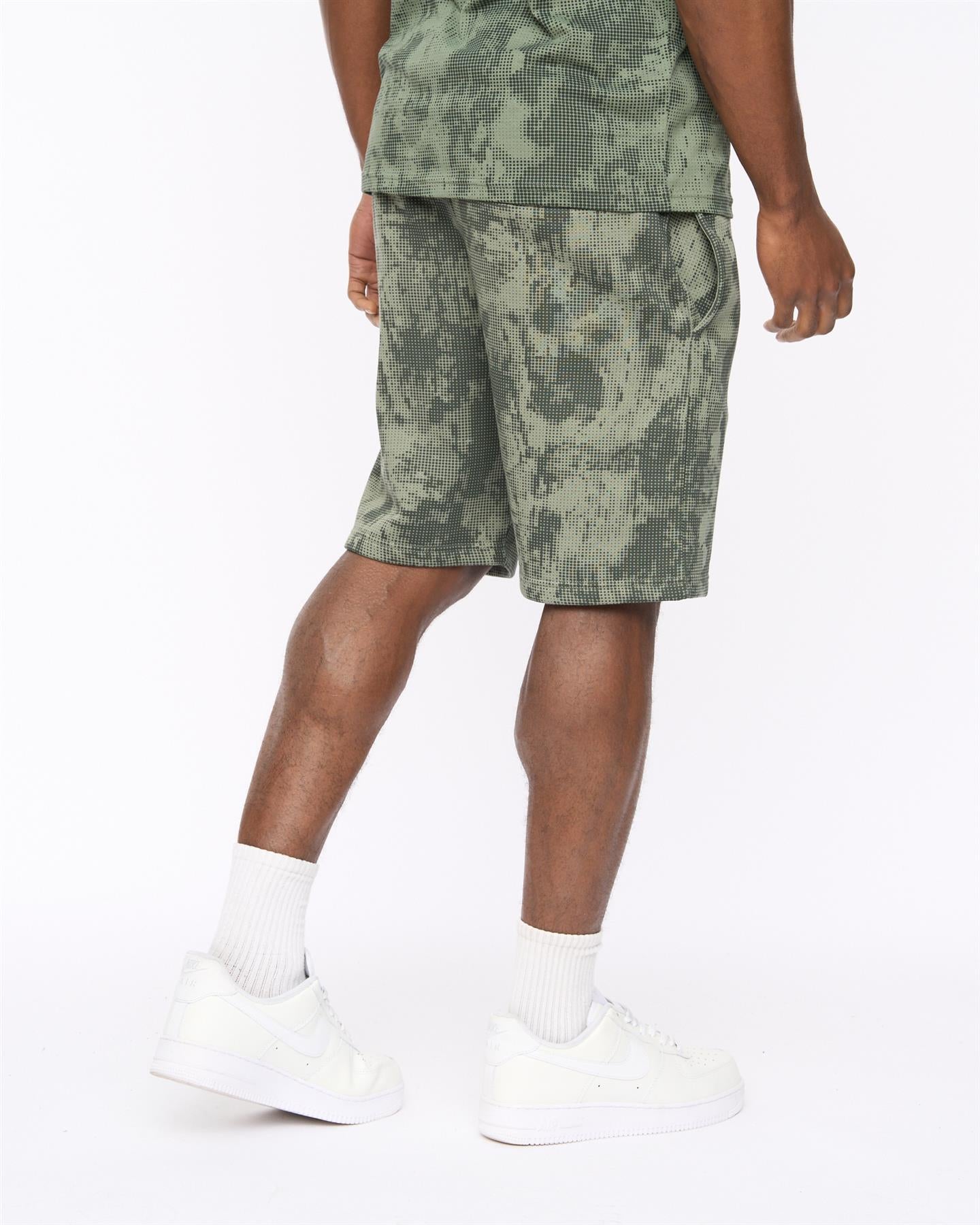 Mens Bardon Camo Jog Shorts Olive