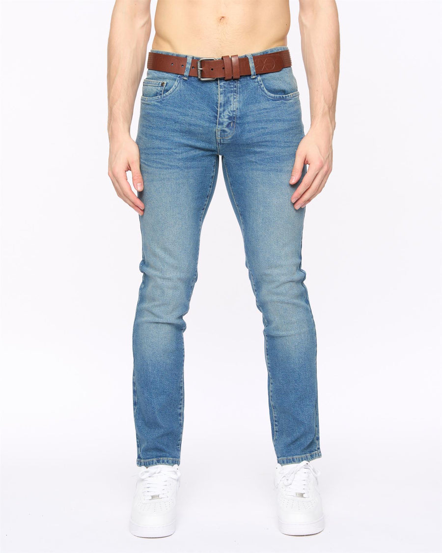 Farrowed Stretch Denim Jeans Stone Wash