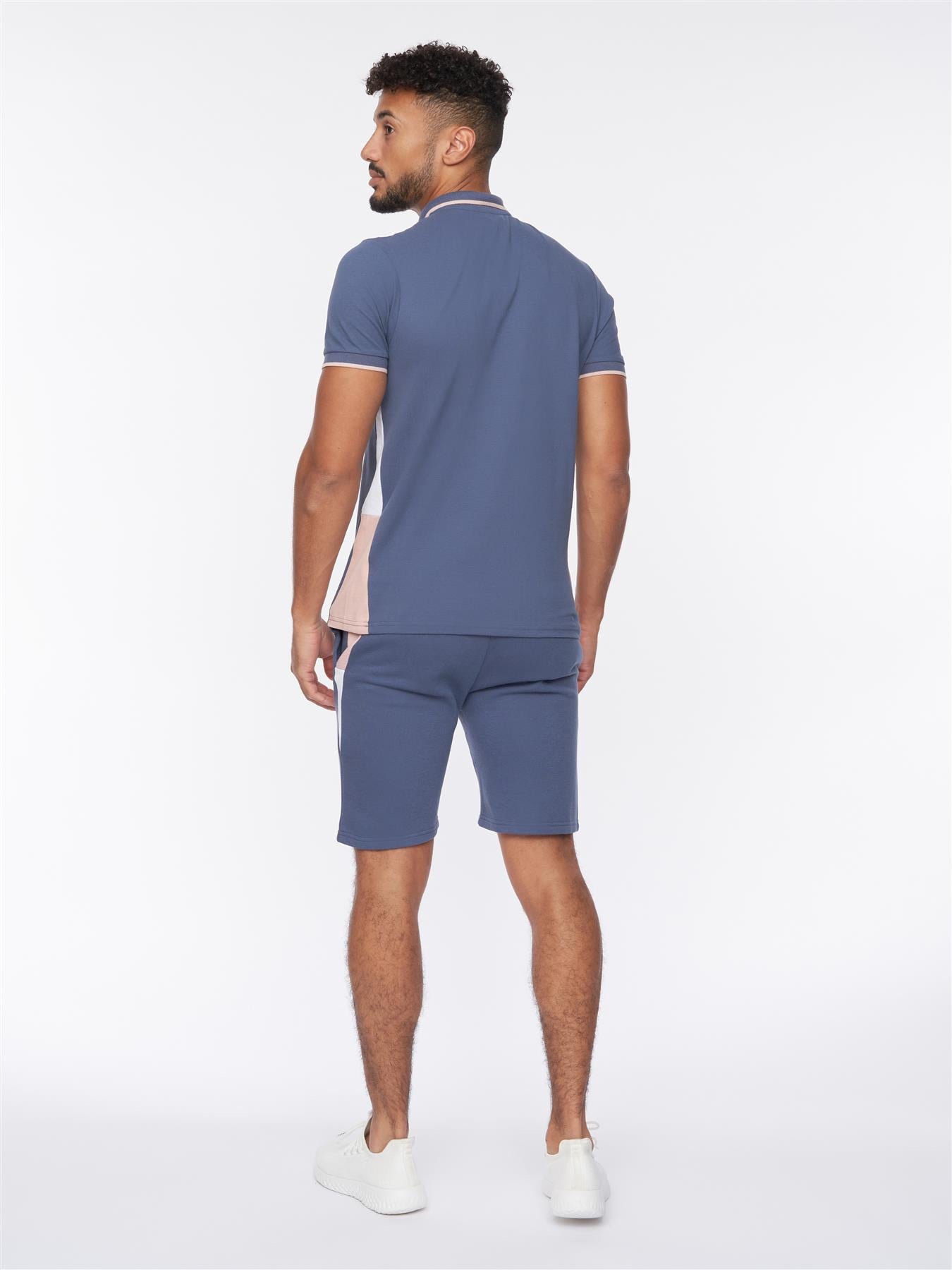 Mens Balamere Polo/Shorts Set Denim Blue