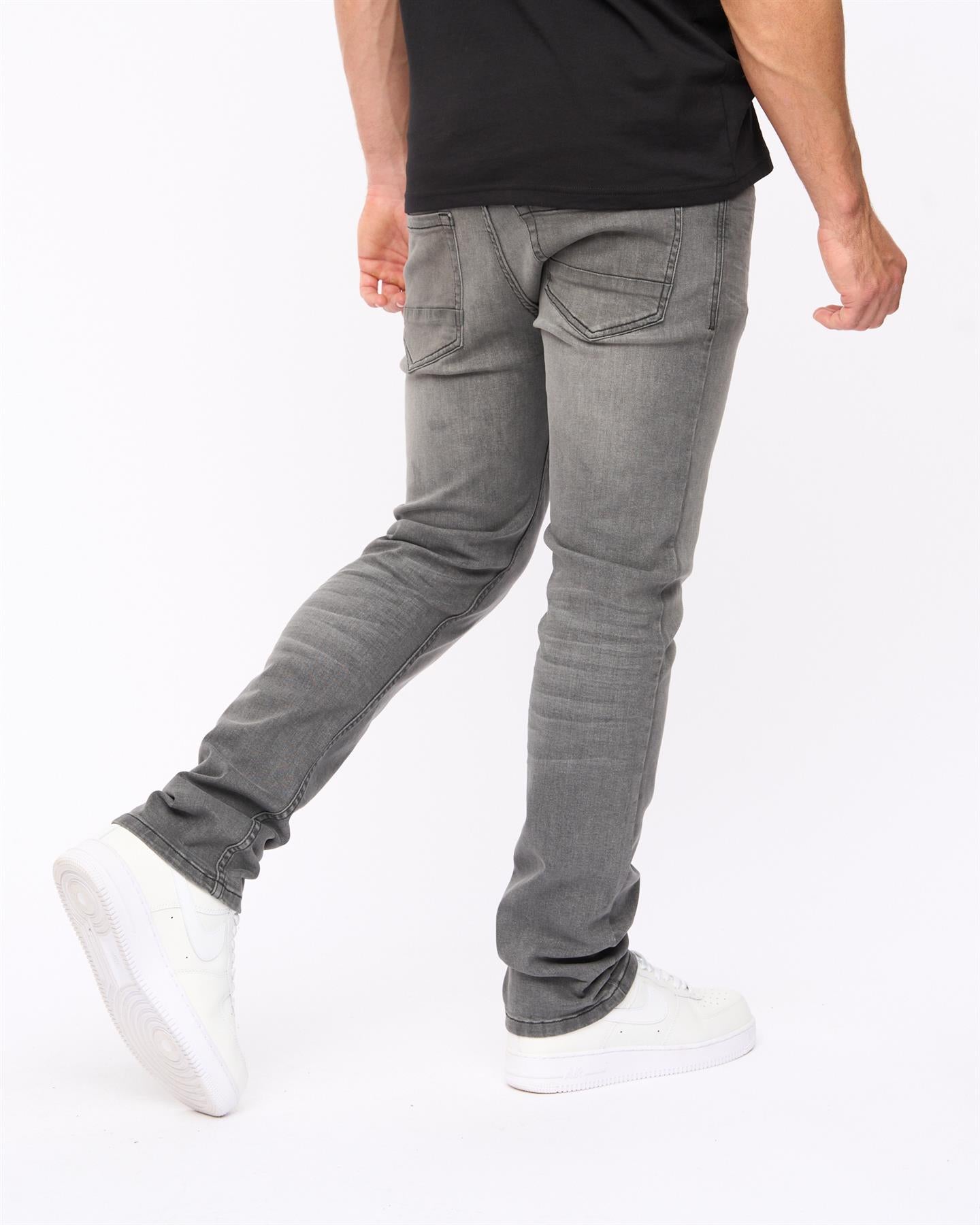 Crosshatch Mens Malcolm Slim Fit Jeans Light Grey Wash