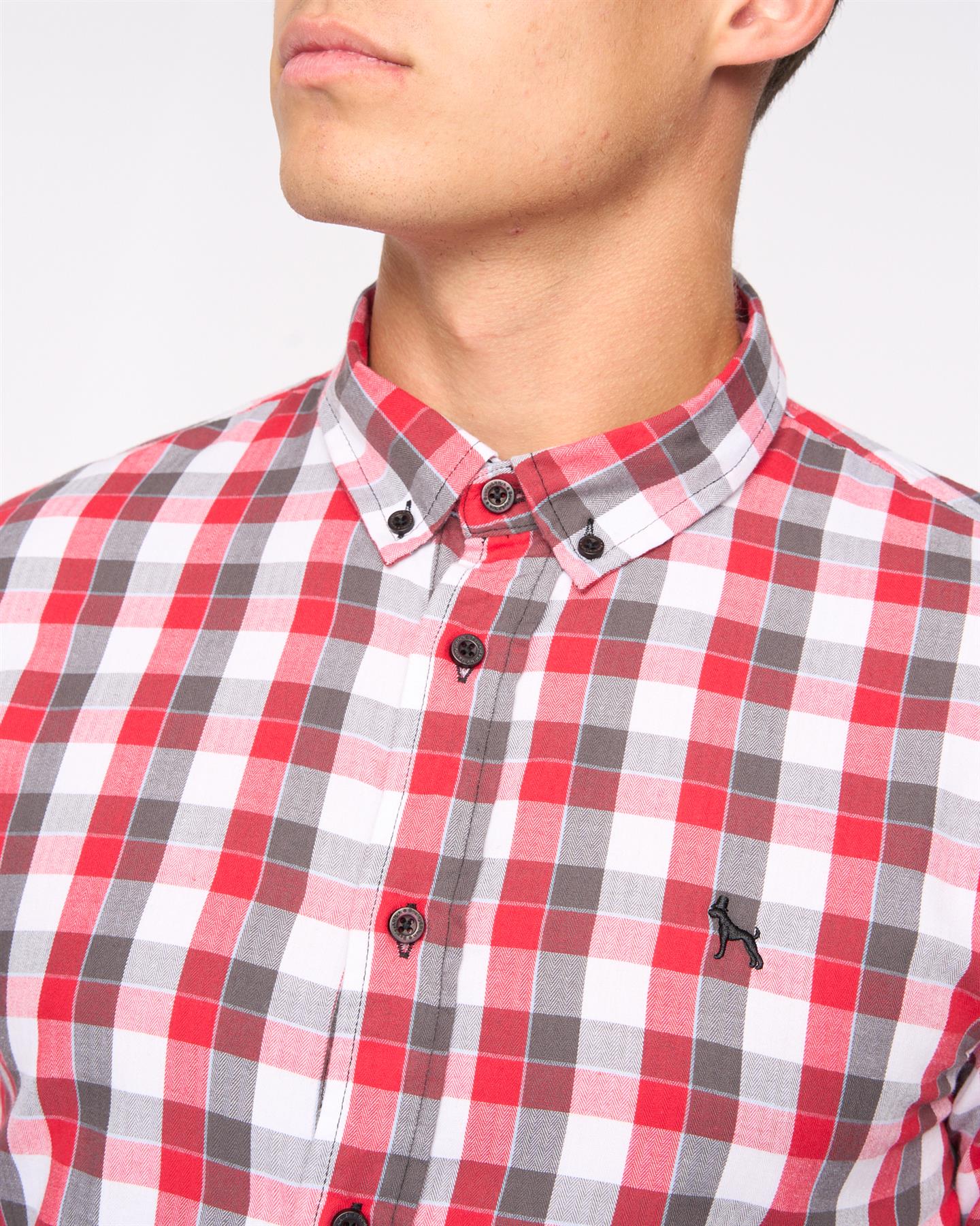 Mens Gosfield Slim Fit Check Shirt Red Check