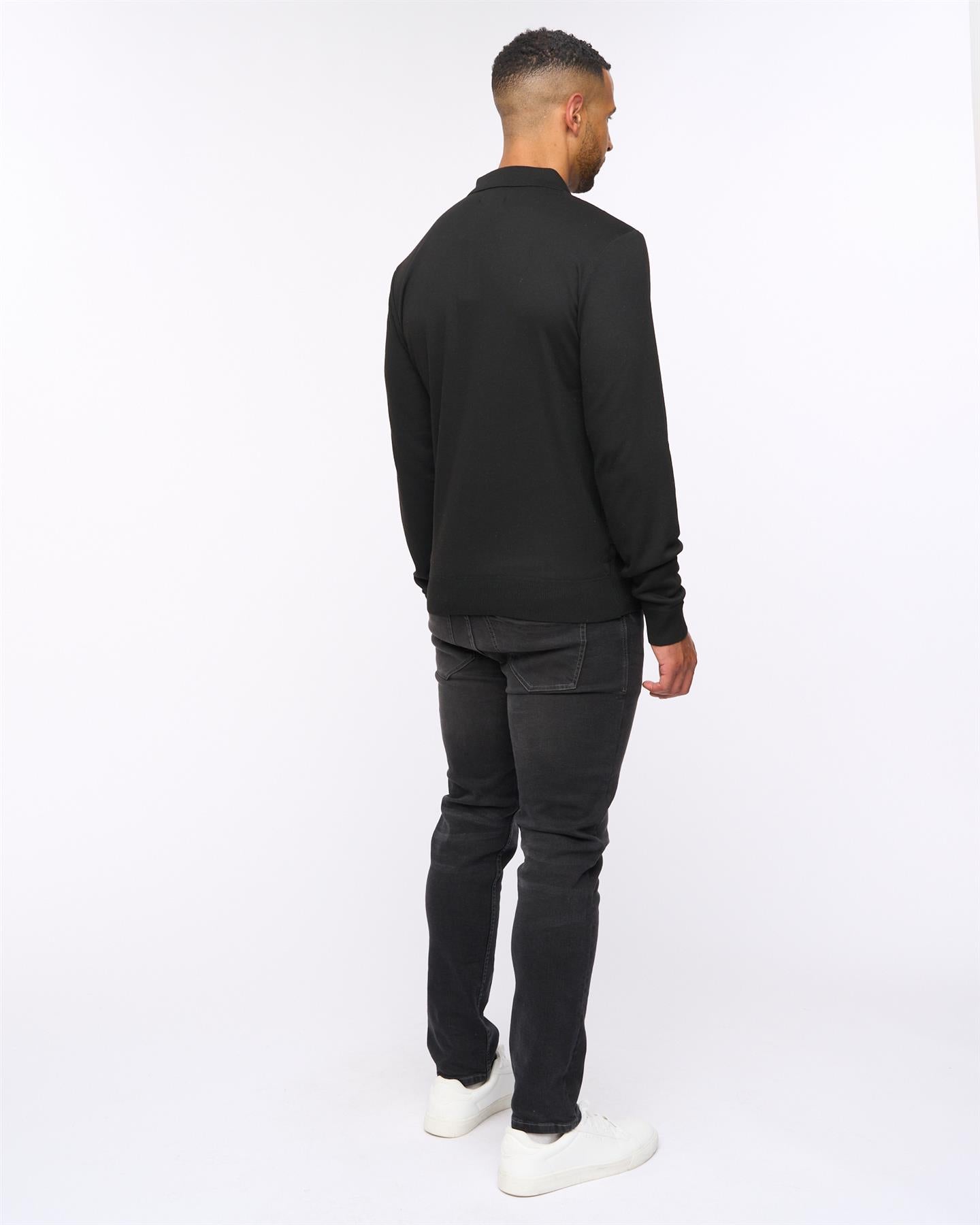 Aldrich 1/2 Zip Knit Polo Black