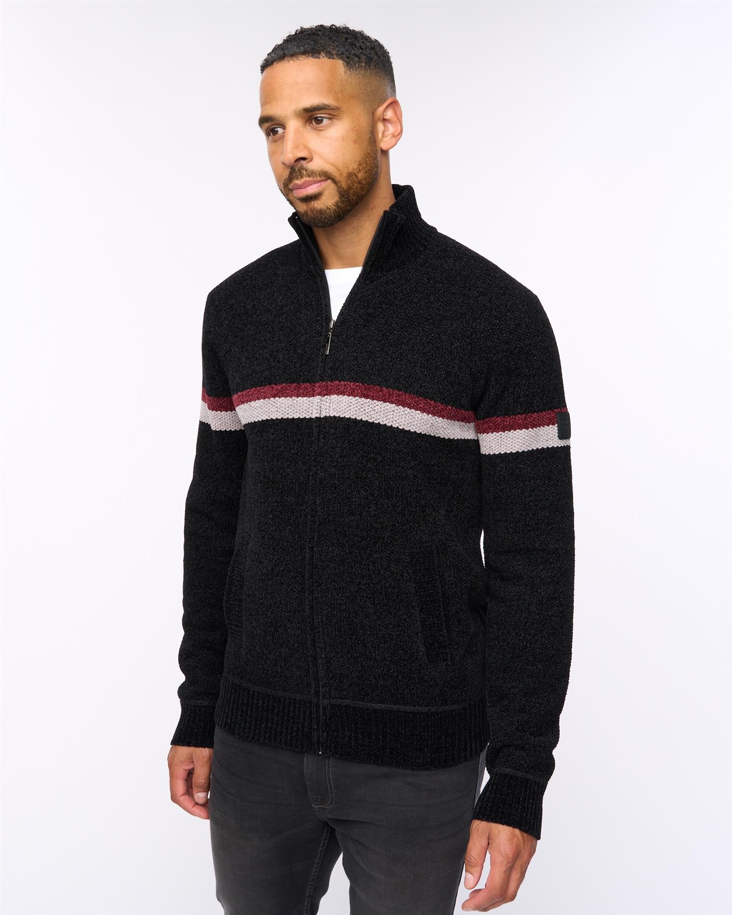Stampton Chenille Full Zip Jumper Black