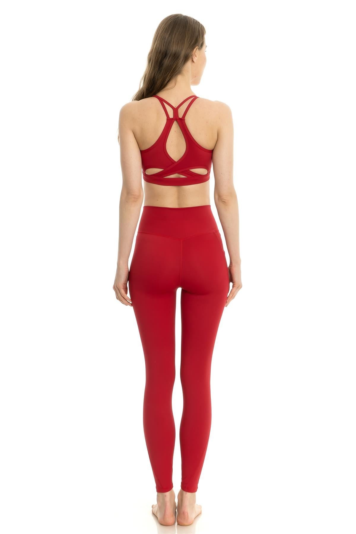 Womens Arya Pocket Leggings Red