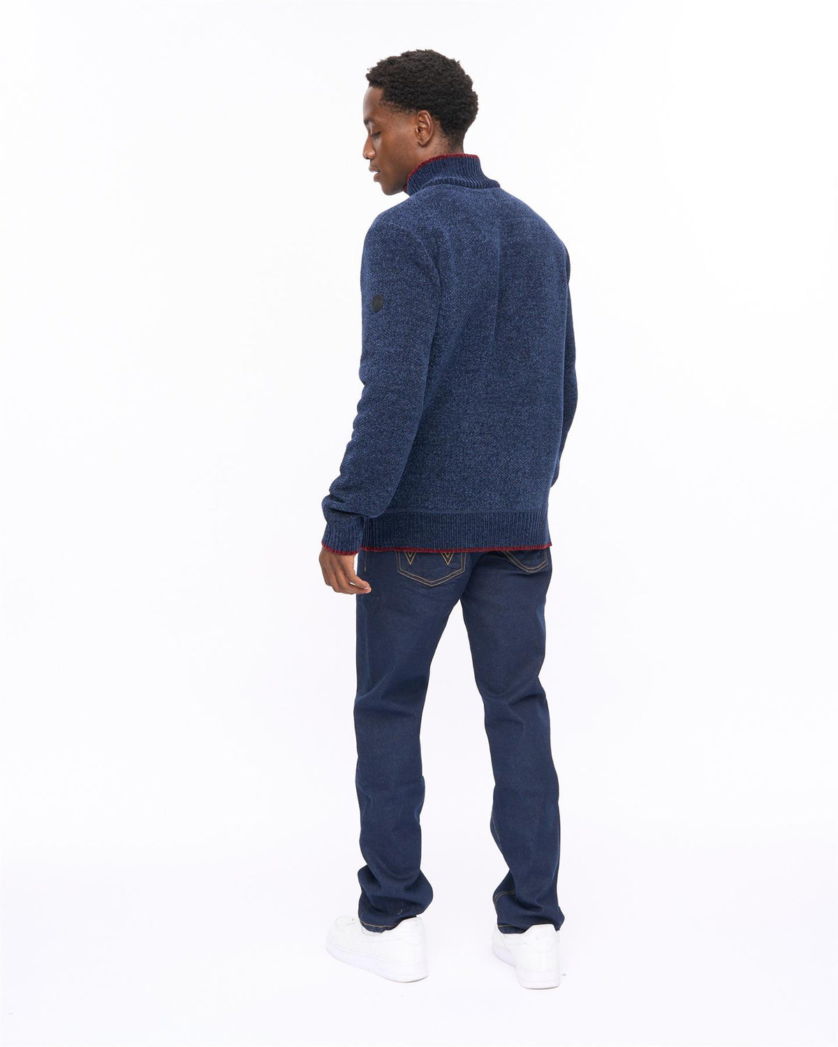 Hayton Funnel Neck 1/4 Zip Sweater Navy