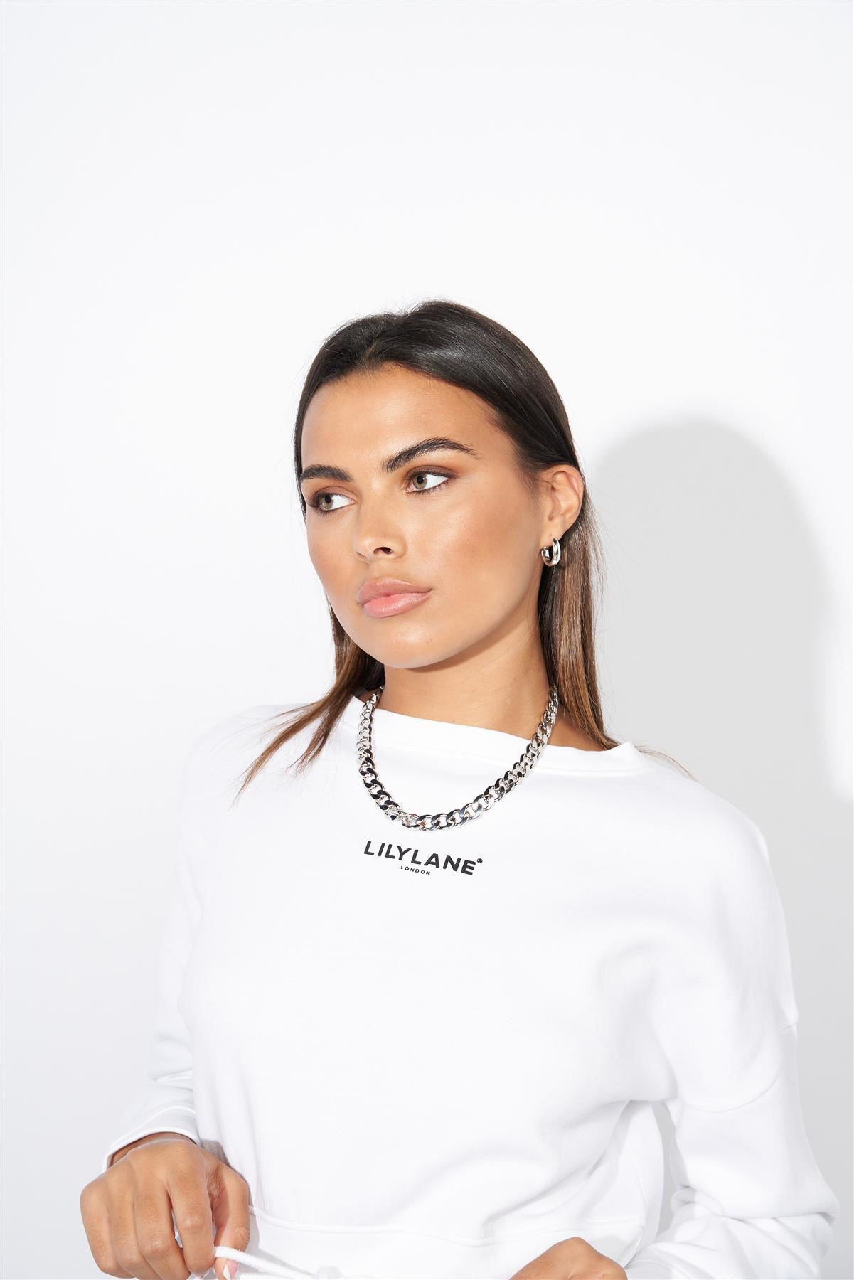 Ladies Lily Lane Josephina Crop Sweat White