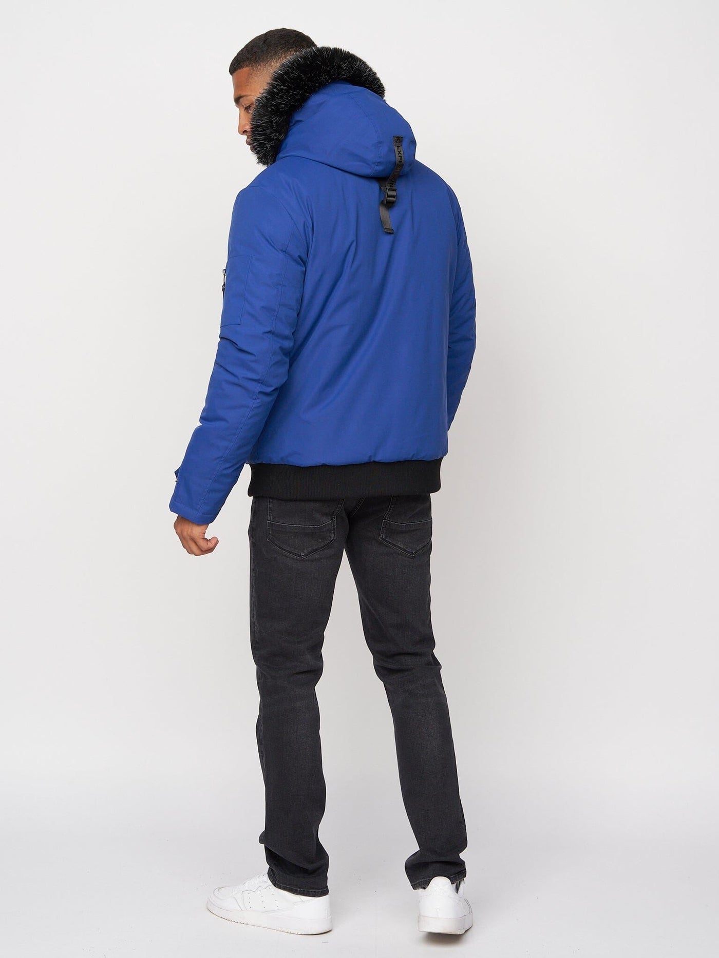 Emarnos Hooded Bomber Jacket Mid Blue