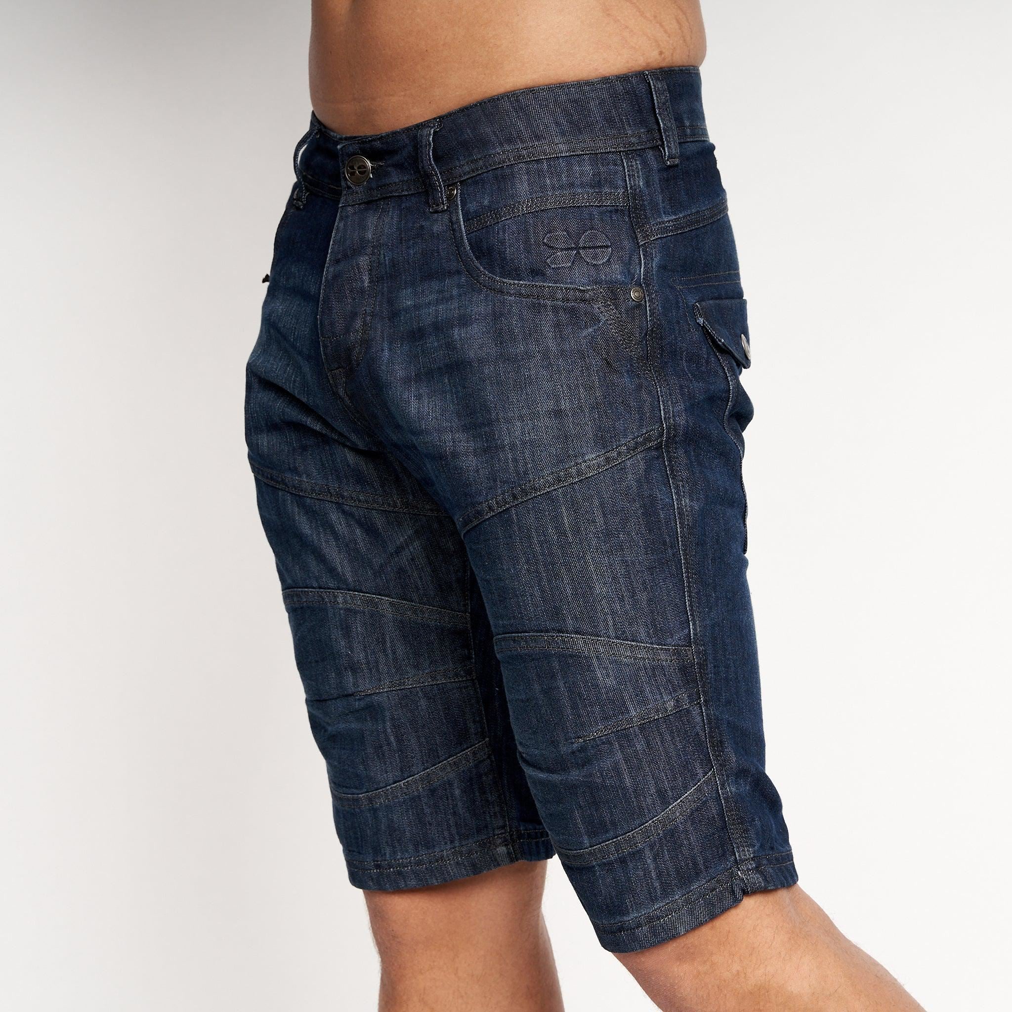 Crosshatch Mens Winston MVE Denim Shorts Dark Wash