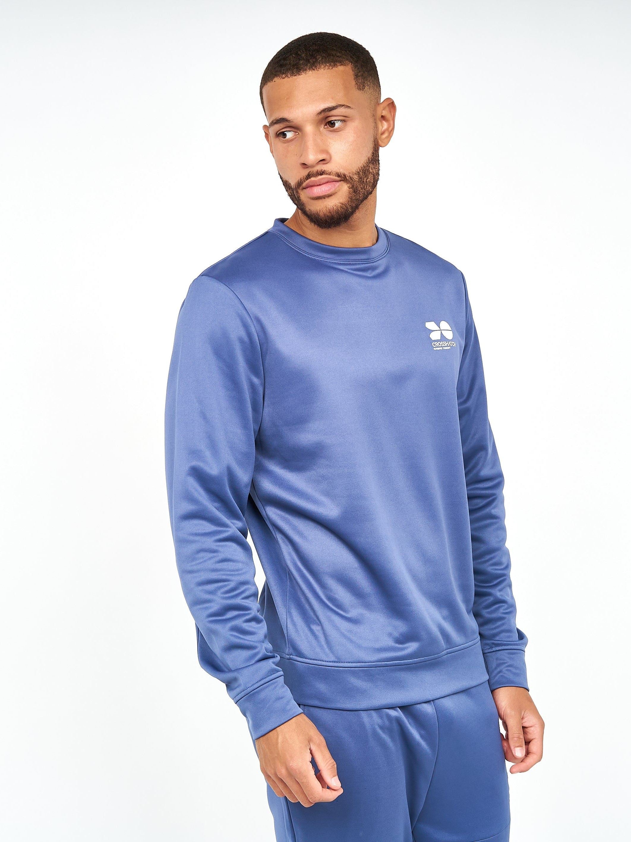 Mens Langtons Crew Tracktop Blue Indigo