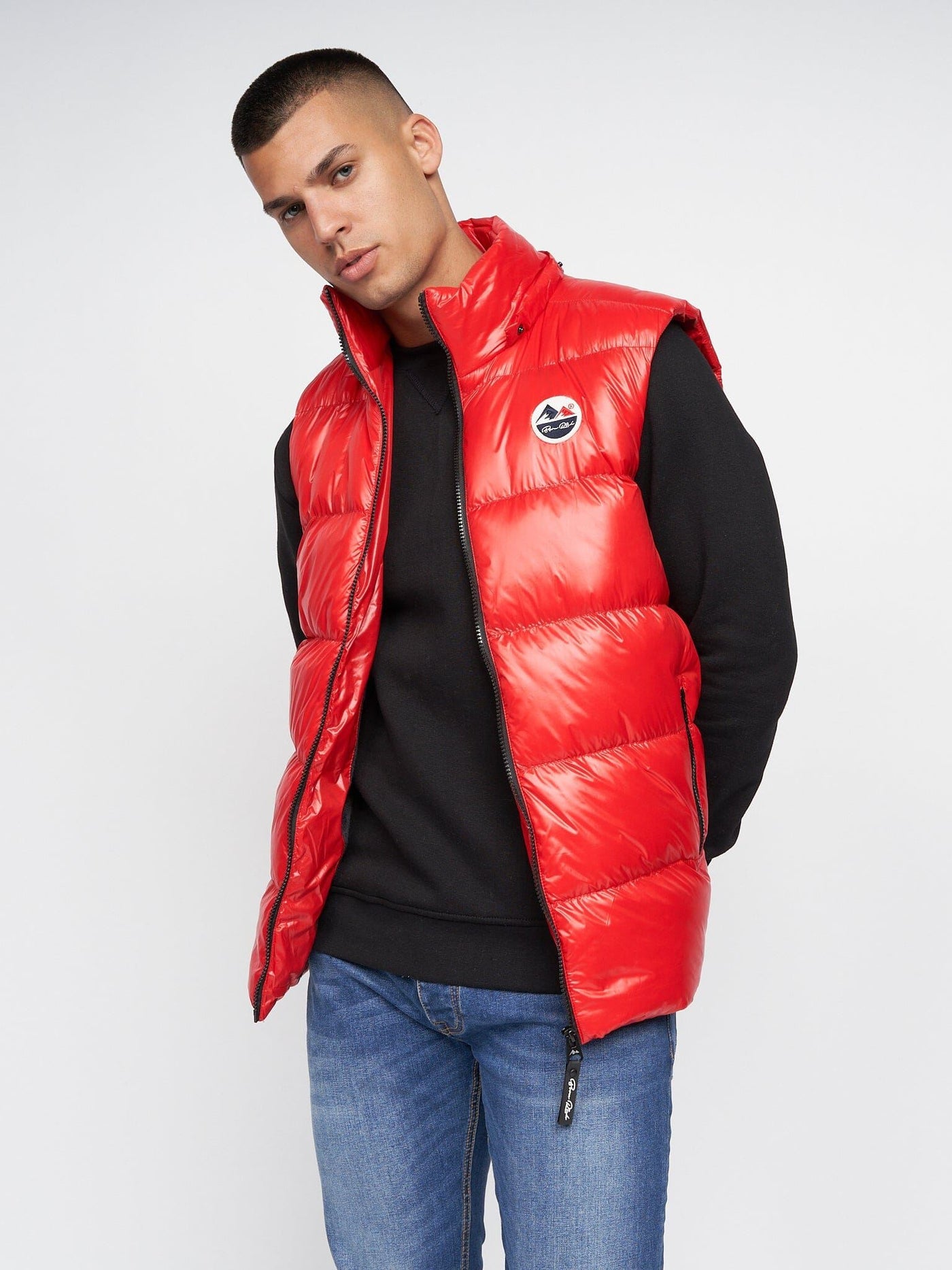 Mens Henrico Detachable Hood Gilet Red