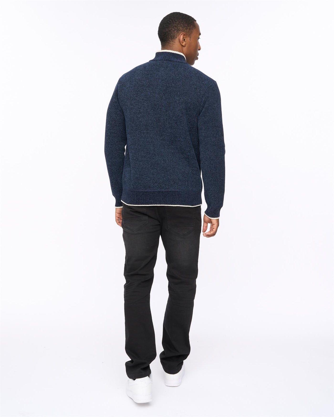 Mens Coldwell Chenille 1/4 Zip Knit Navy