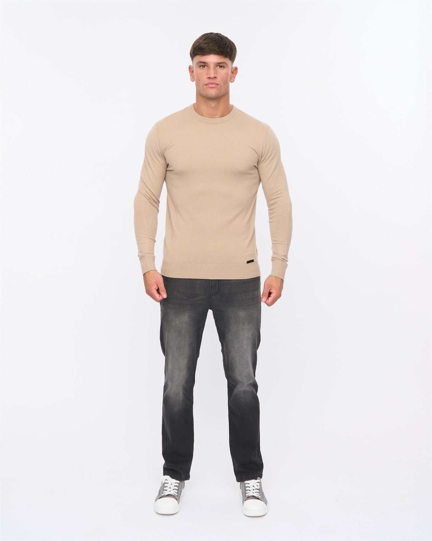 Mens Consenza Crew Knit Stone