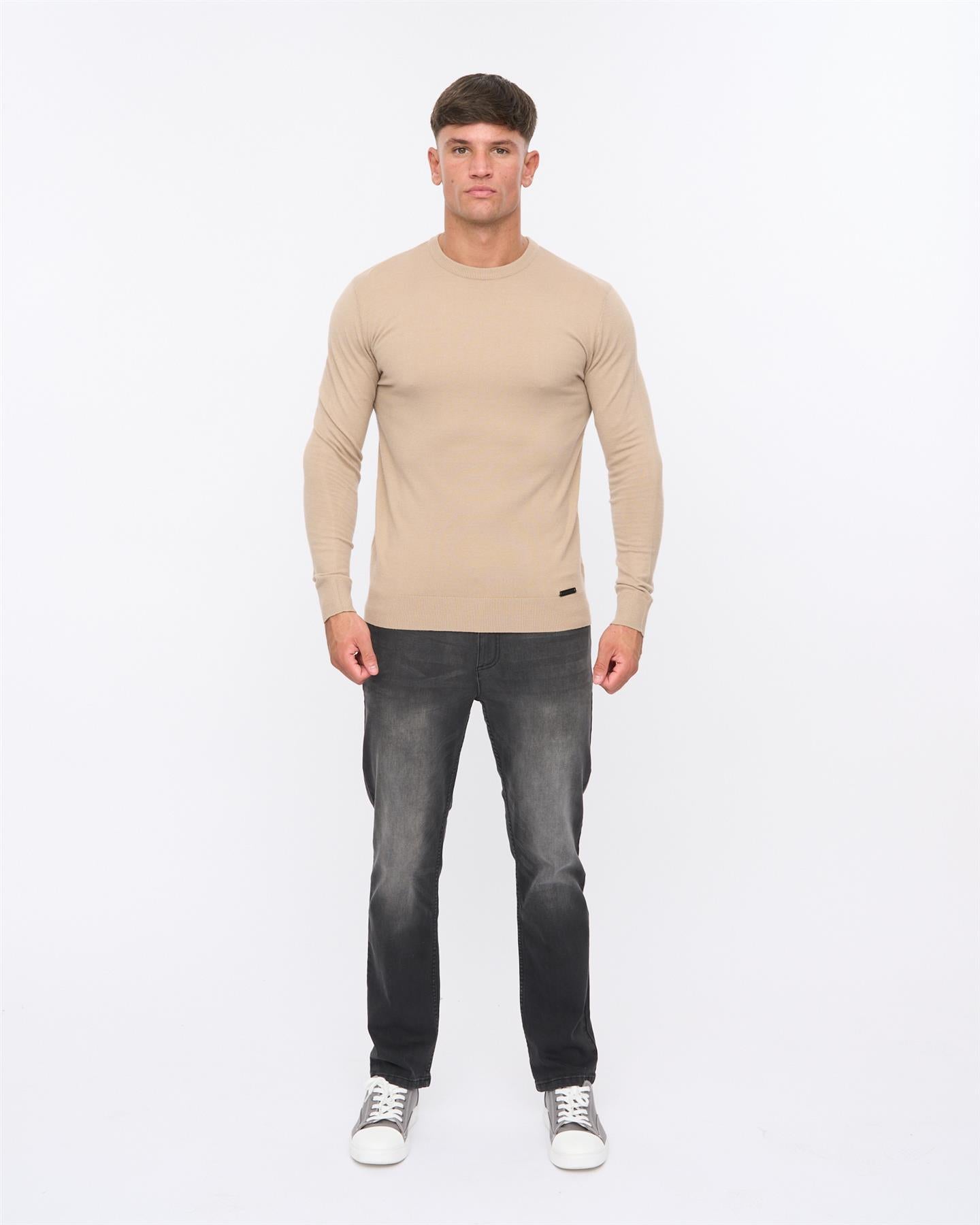 Mens Consenza Crew Knit Stone