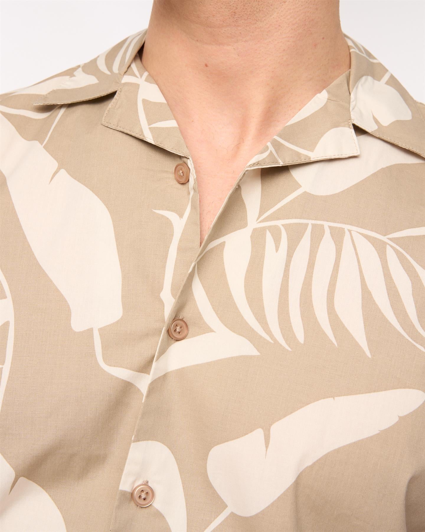 Mens Hopkinton Shirt & Shorts Set Light Stone