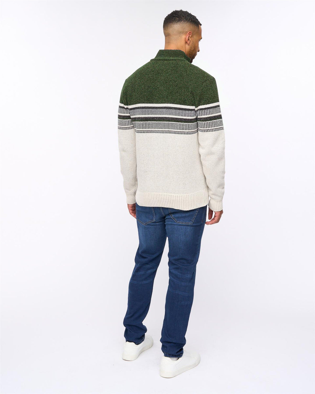 Feldstan 1/4 Zip Jumper Off White/Dark Olive