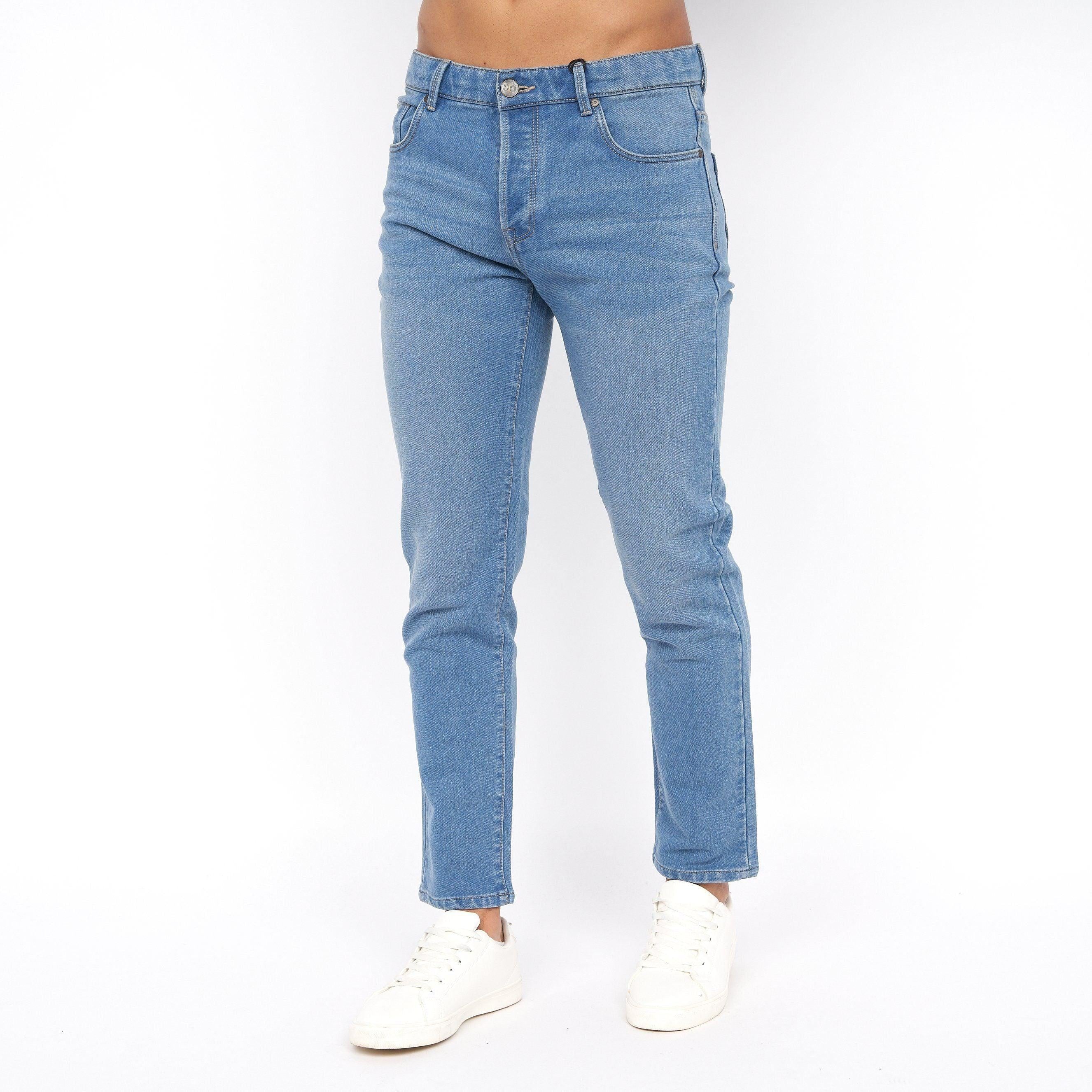 Crosshatch Mens Lampoons Slim Fit Jeans Light Wash