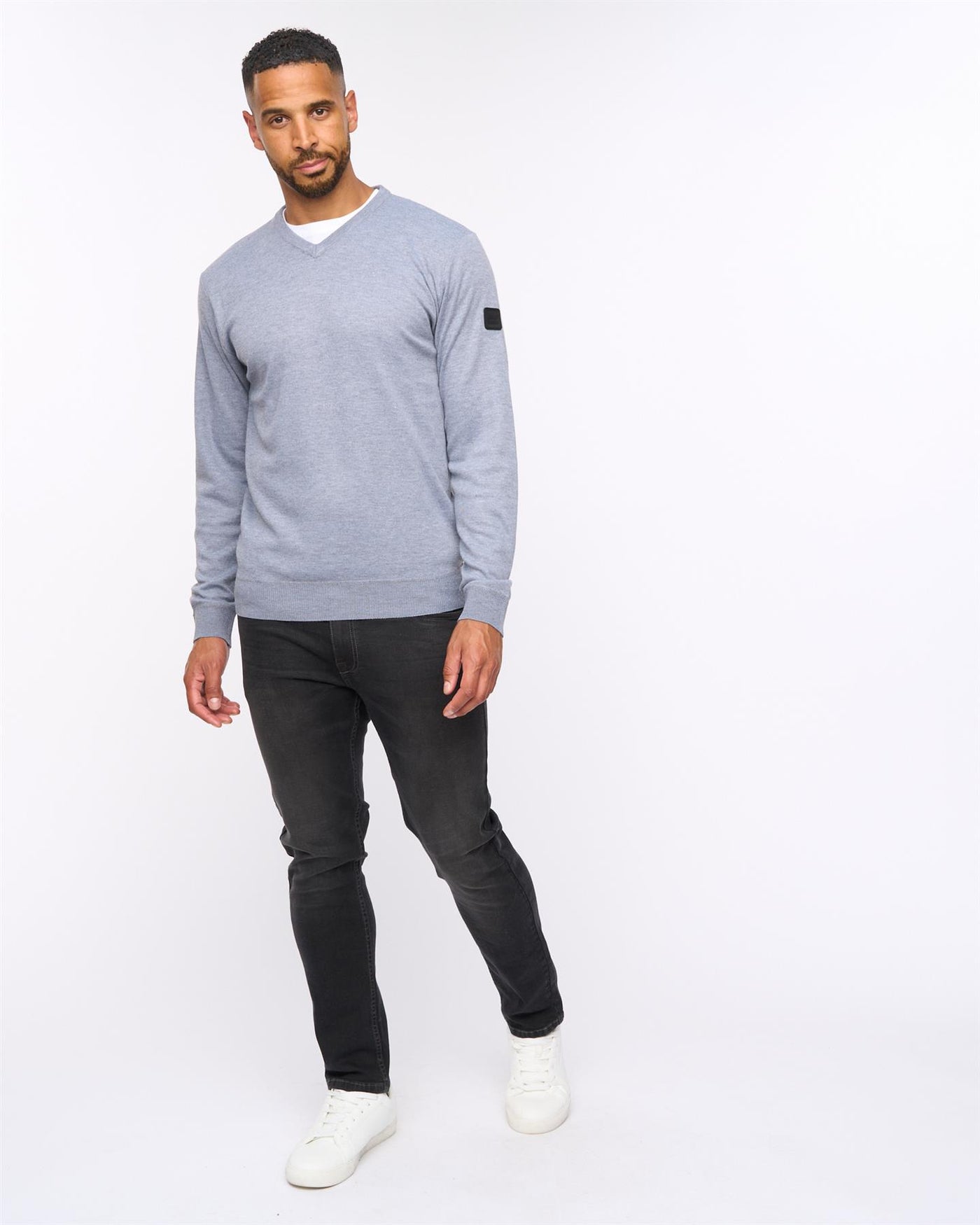 Tinworth V-Neck Jumper Grey Marl