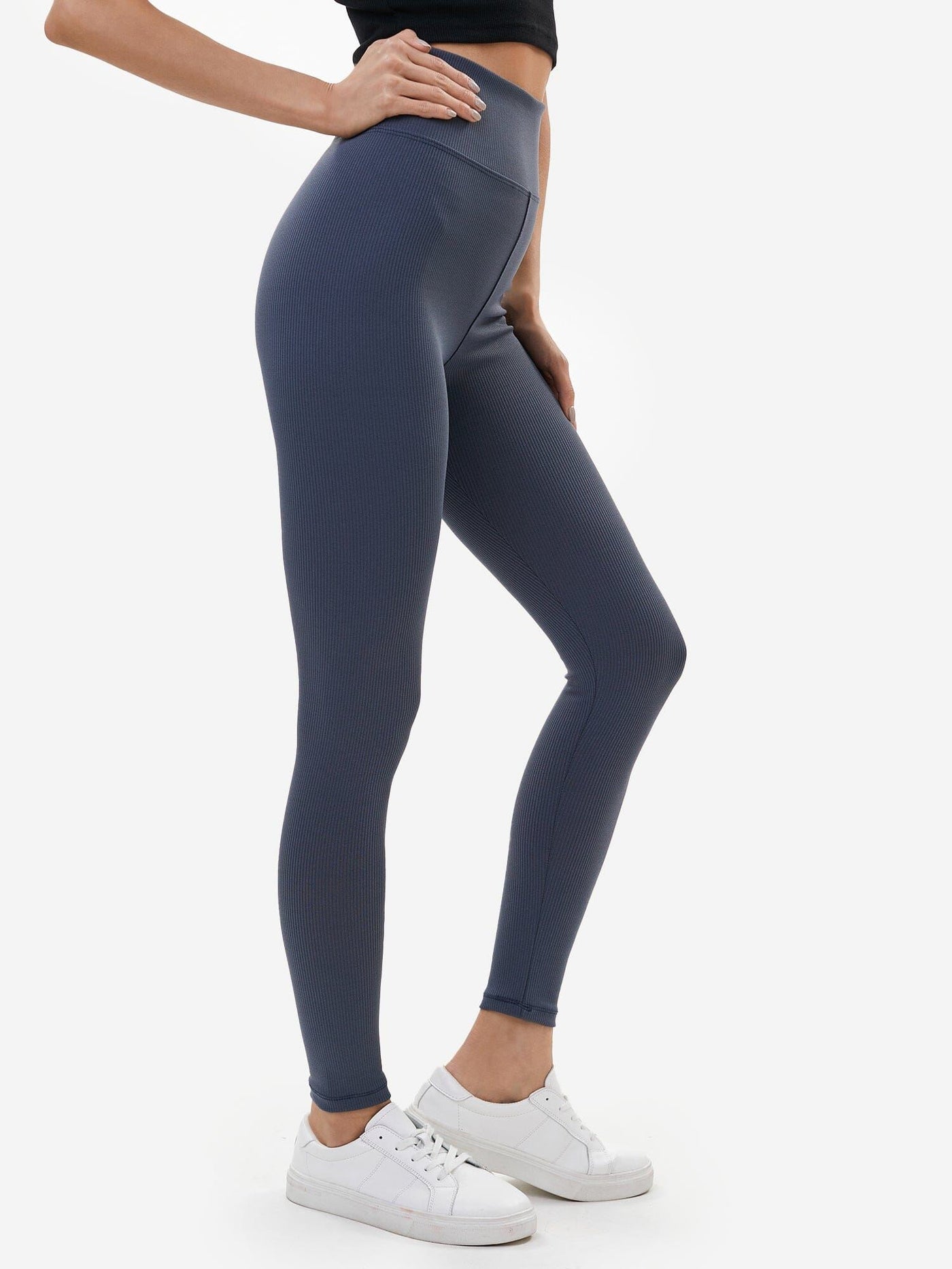 Womens Zelal Ribbed Leggings Anthracite