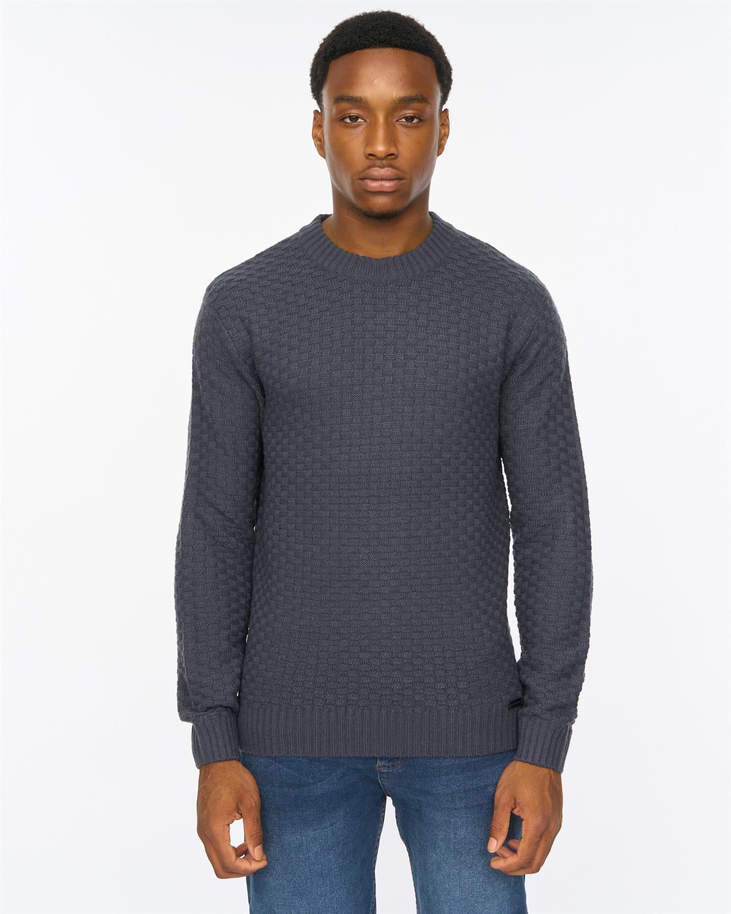 Mens Matera Textured Knit Navy