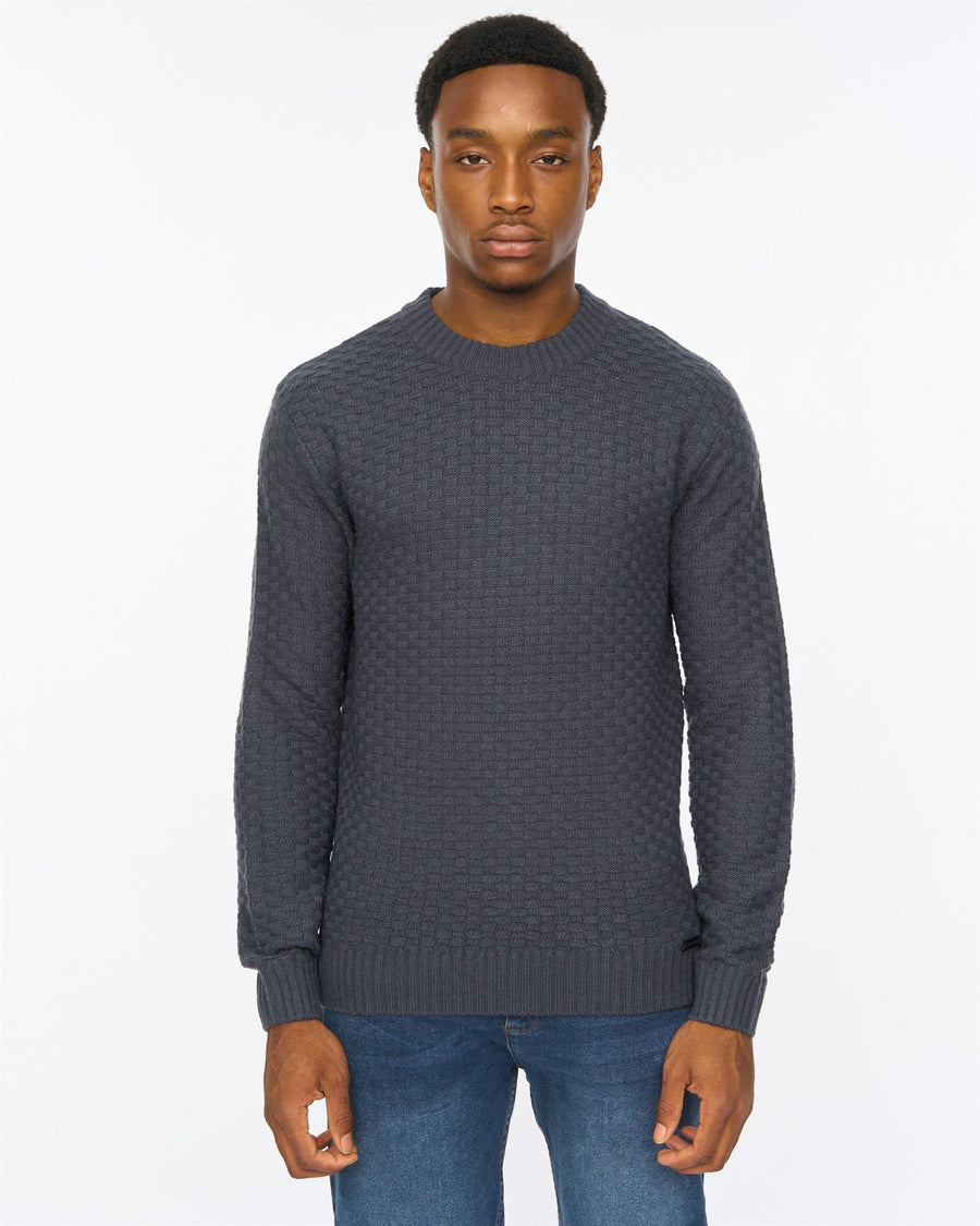 Mens Matera Textured Knit Navy