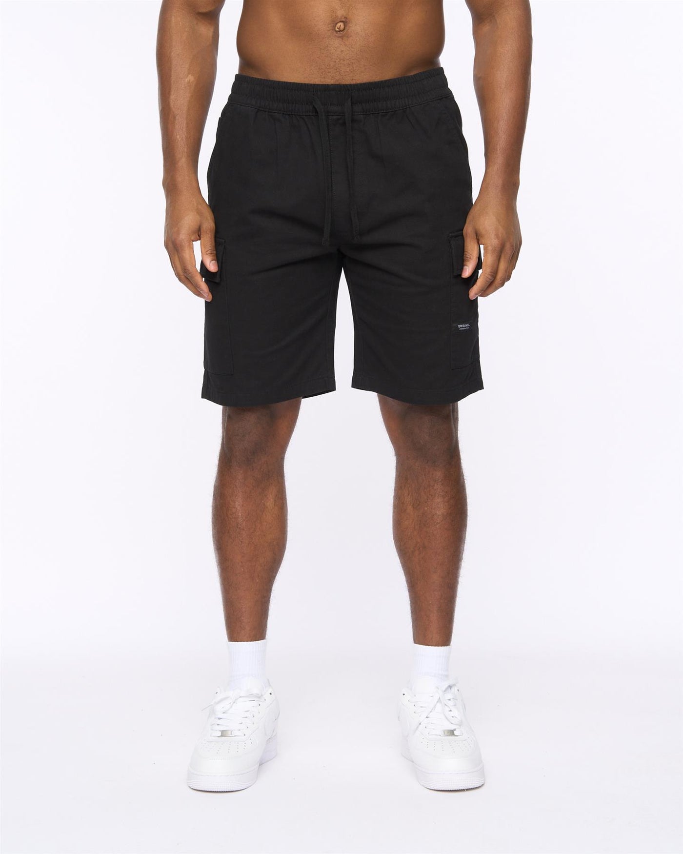 Mens Utilate Elastic Waist Cargo Shorts Black