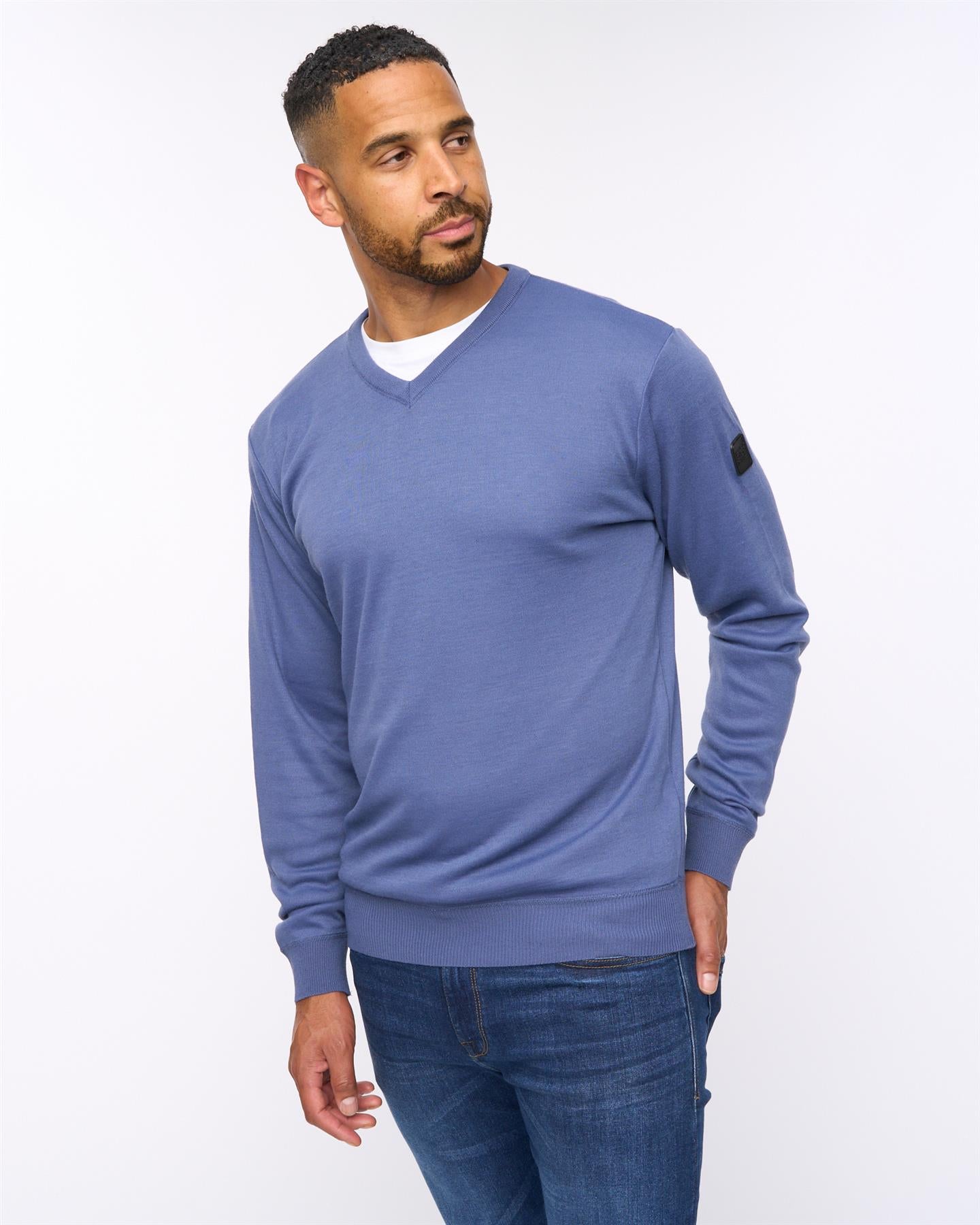 Tinworth V-Neck Jumper Denim Marl