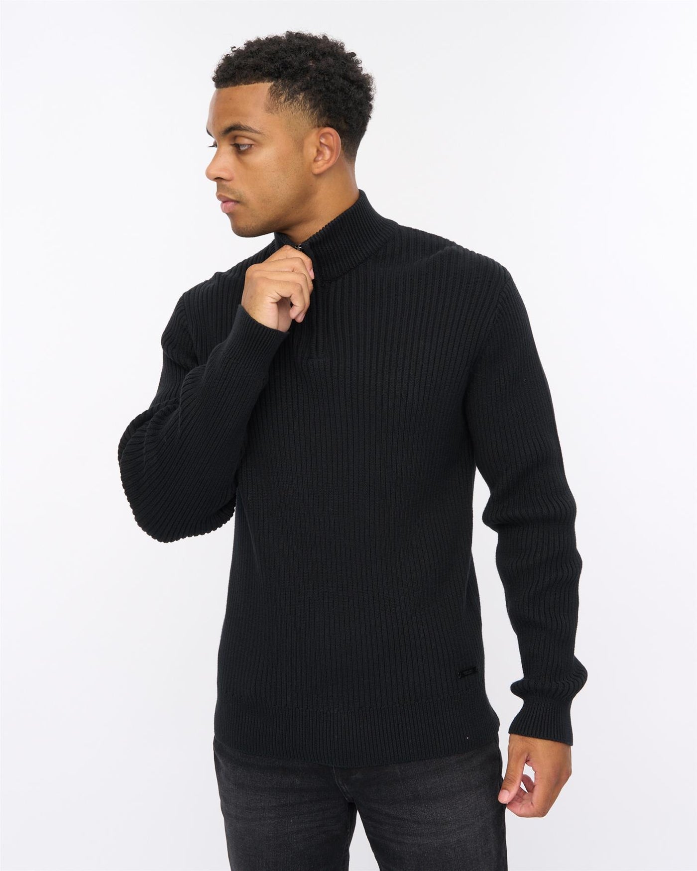 Mens Havaline 1/4 Zip Knit Black