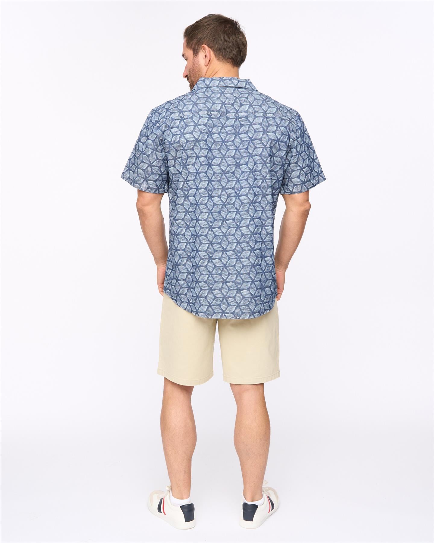 Mens Caladium Short Sleeve Shirt Blue