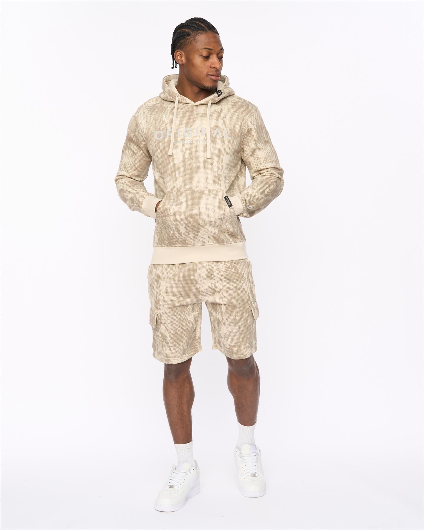 Mens Bardon Camo Hoodie Light Stone