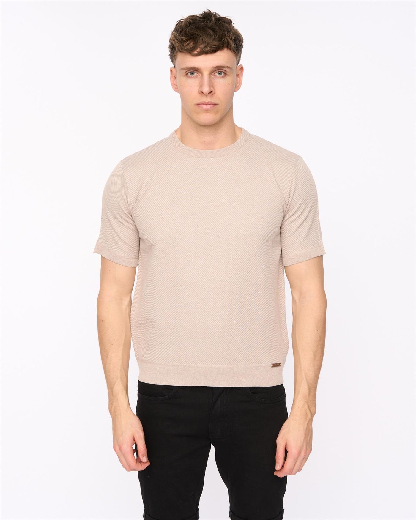Mens Marvela Knit T-Shirt Stone