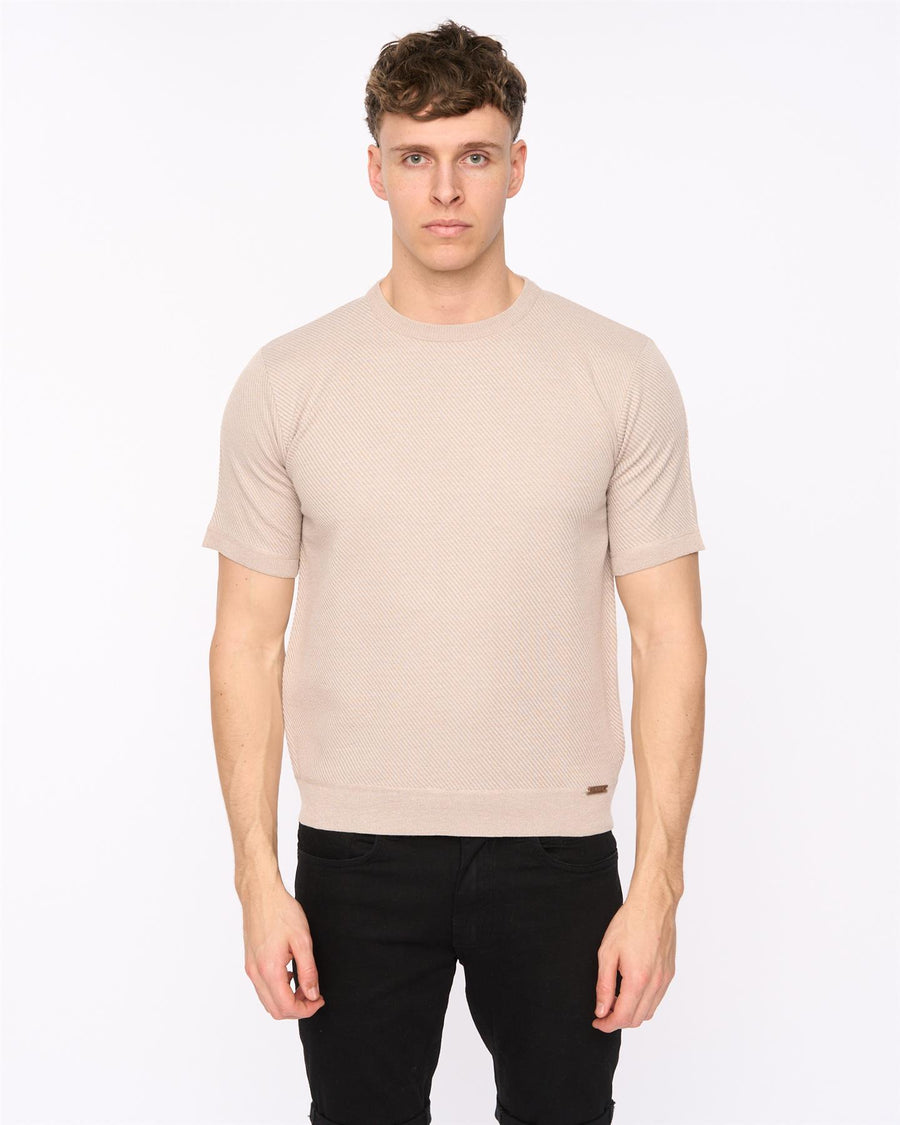 Mens Marvela Knit T-Shirt Stone