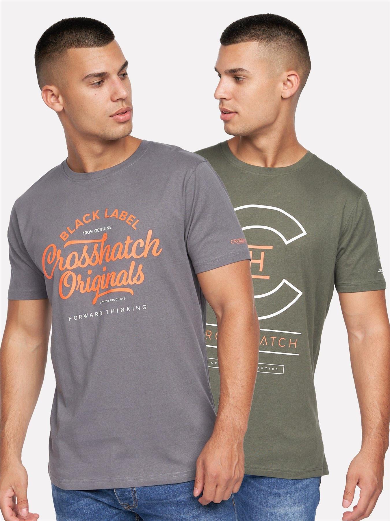 Mens Univarsity T-Shirt 2pk Olive/Grey