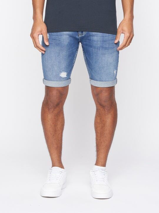 Riptrey Abraised Denim Shorts Mid Wash