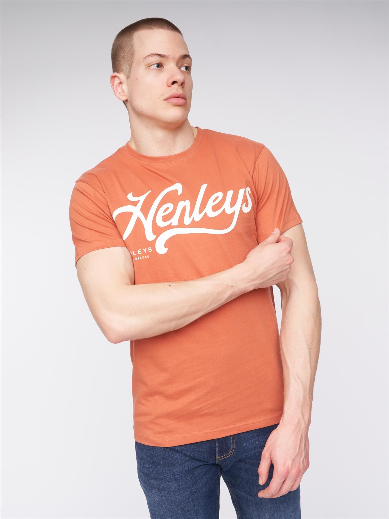 Mens Scripthen T-Shirt Brick Red