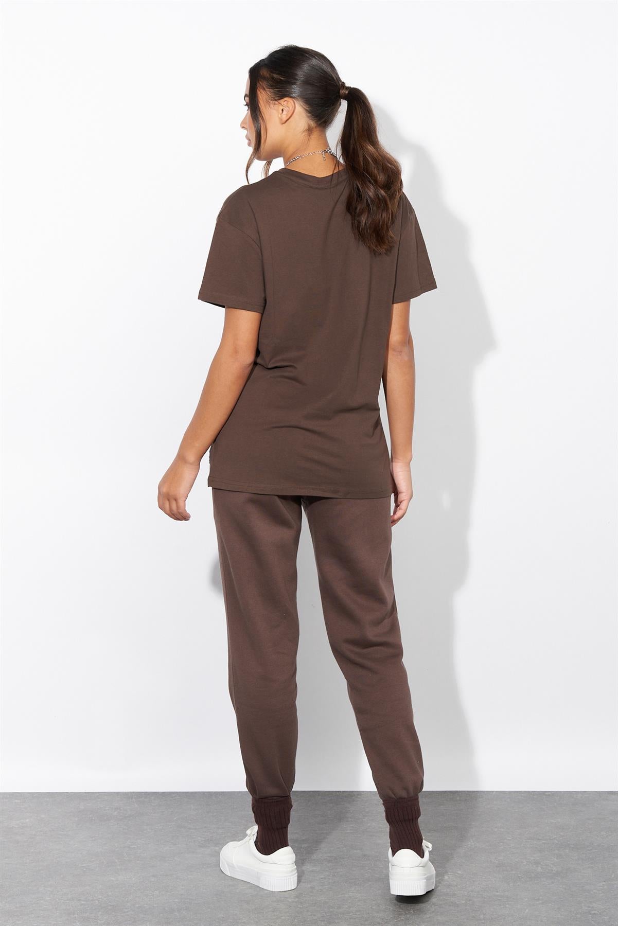 Ladies Lily Lane Eliana T-Shirt Brown