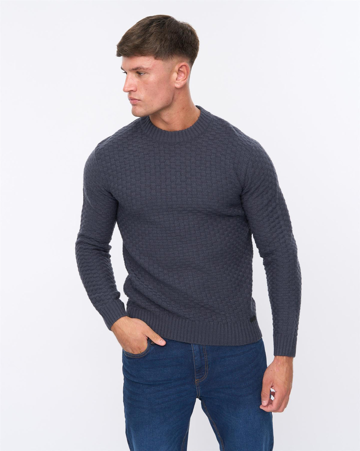Mens Matera Textured Knit Navy