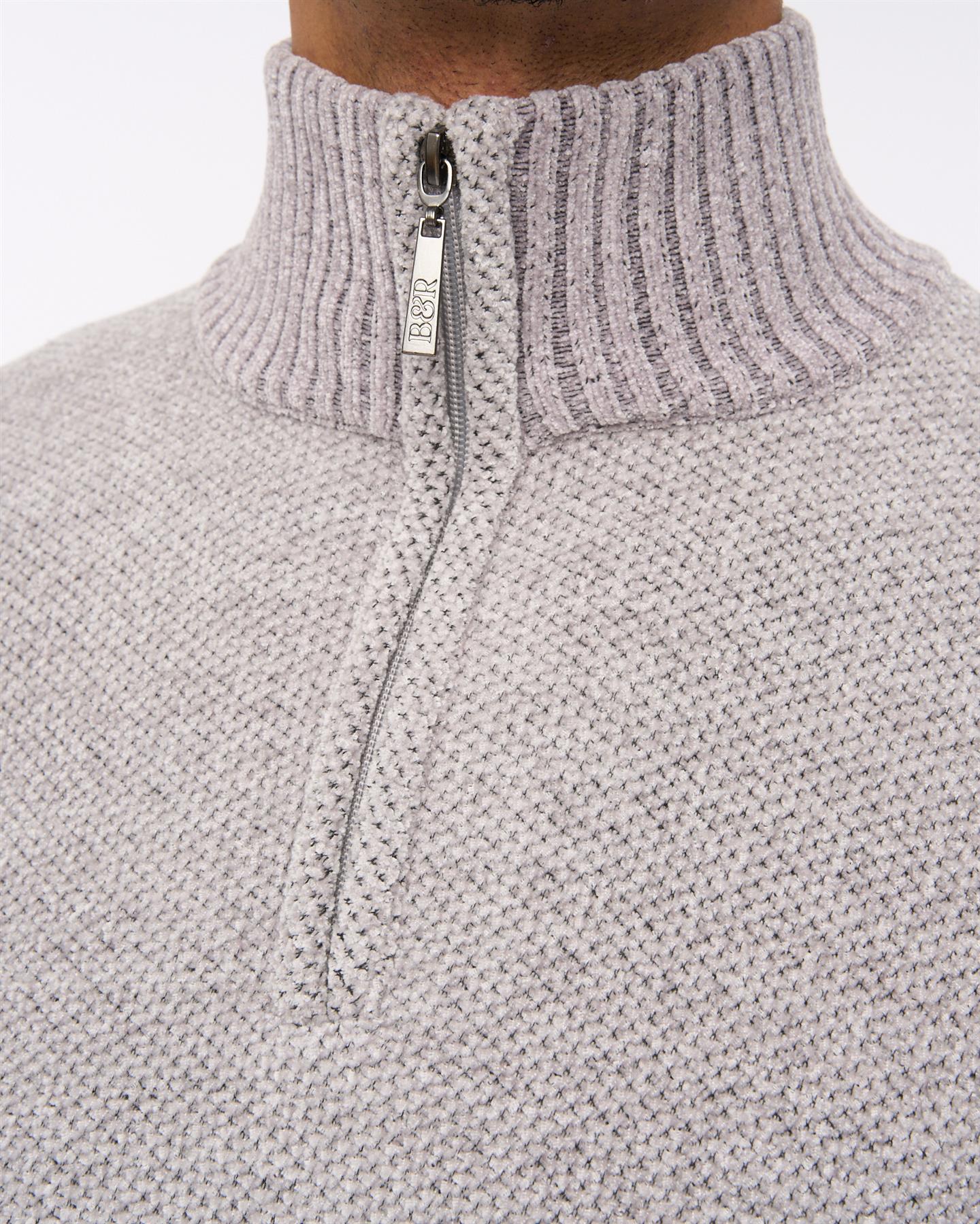 Harewood Chenille 1/4 Zip Jumper Light Grey