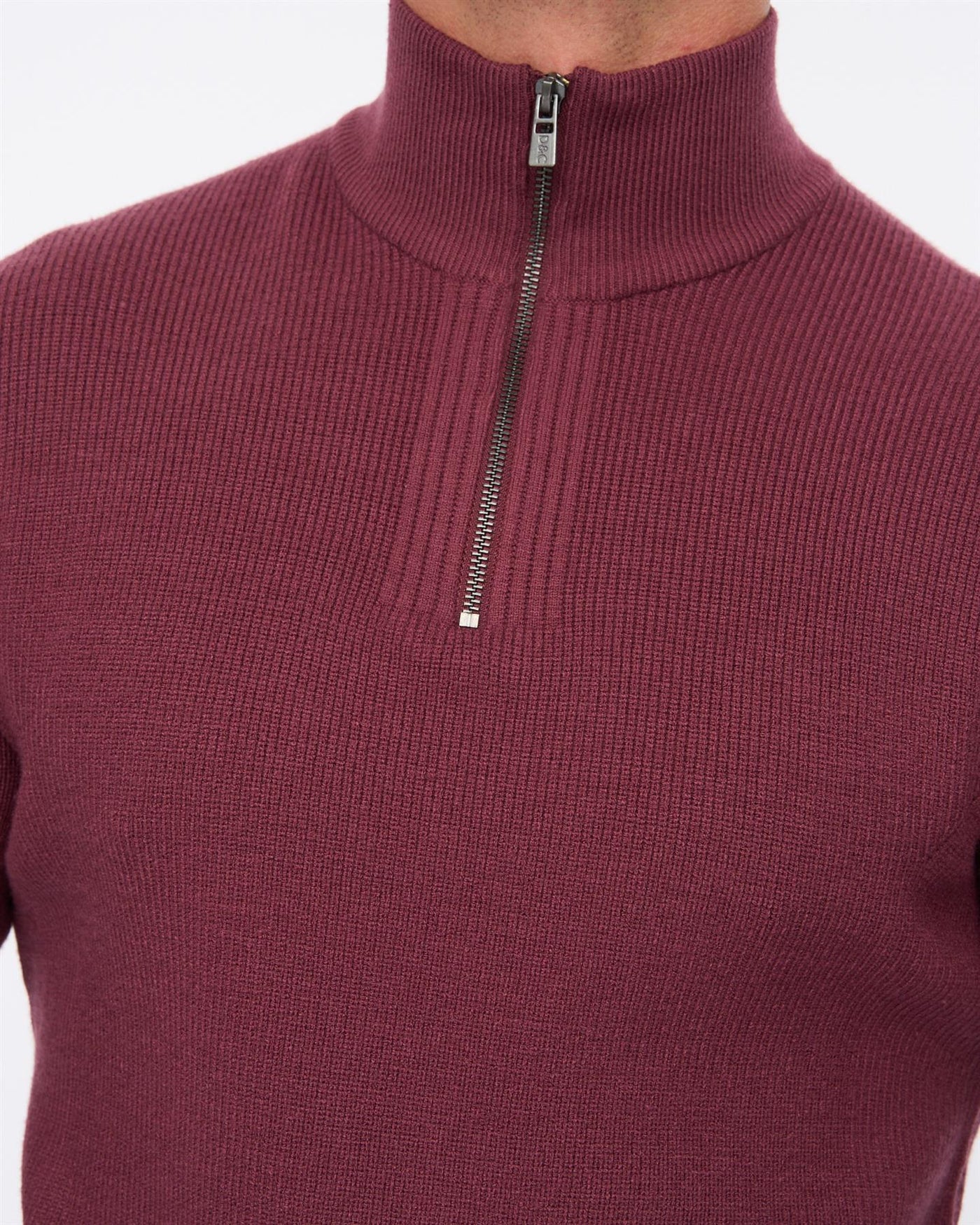 Mens Potenza 1/4 Zip Knit Raisin