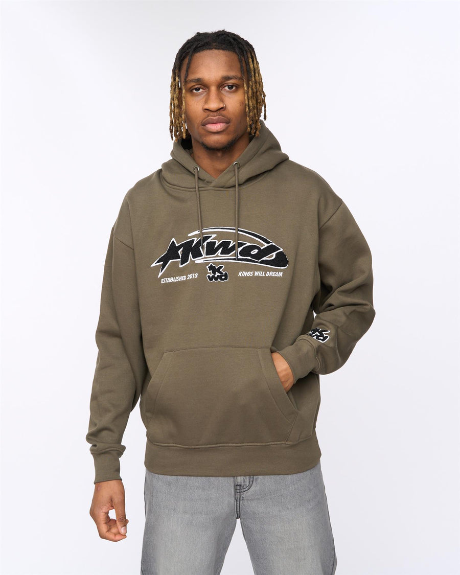 Mens Dashed Hoodie Olive