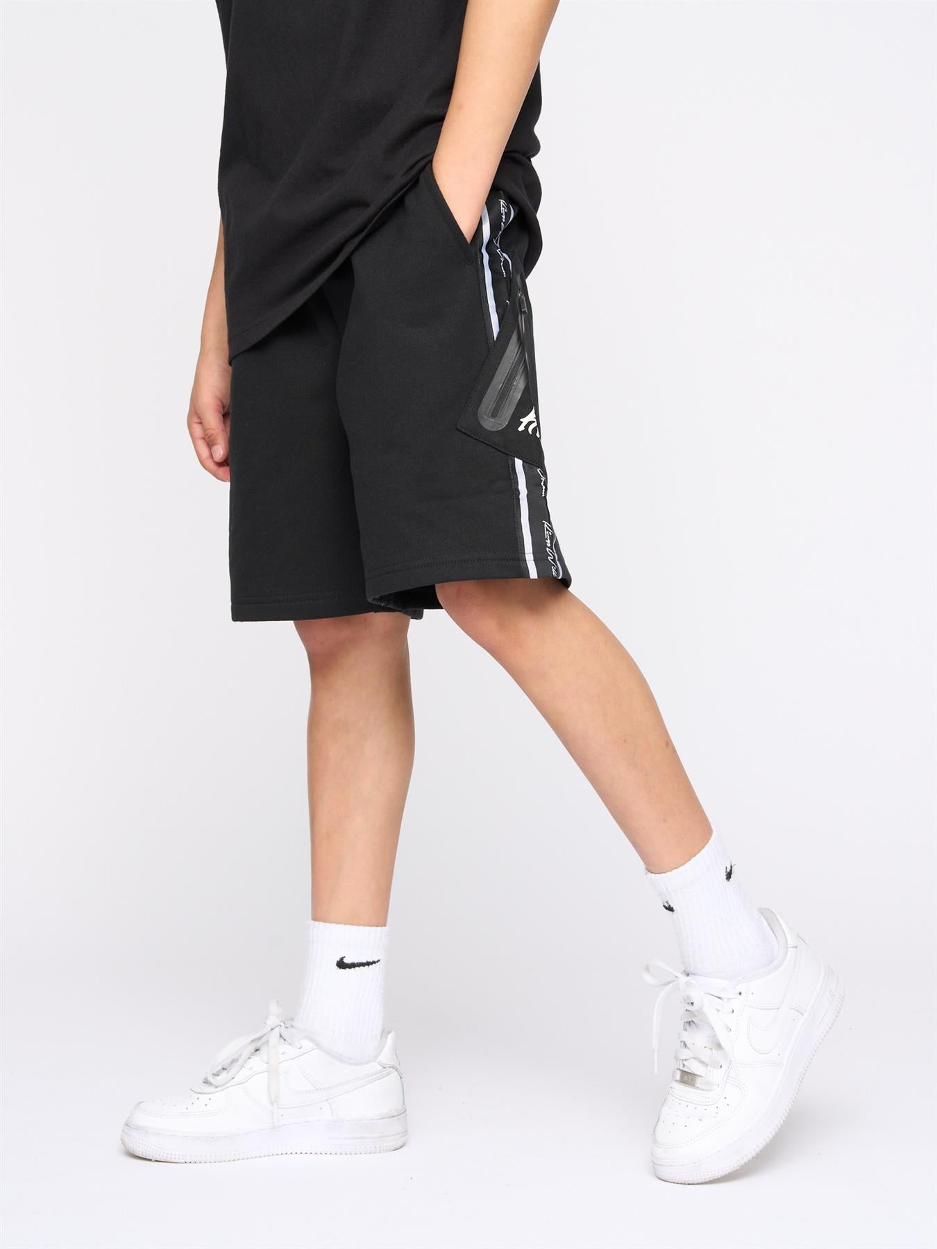 Kids Boys Techy Taped Cargo Shorts Black