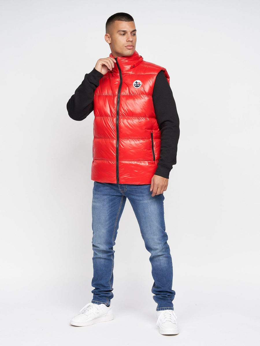 Mens Henrico Detachable Hood Gilet Red
